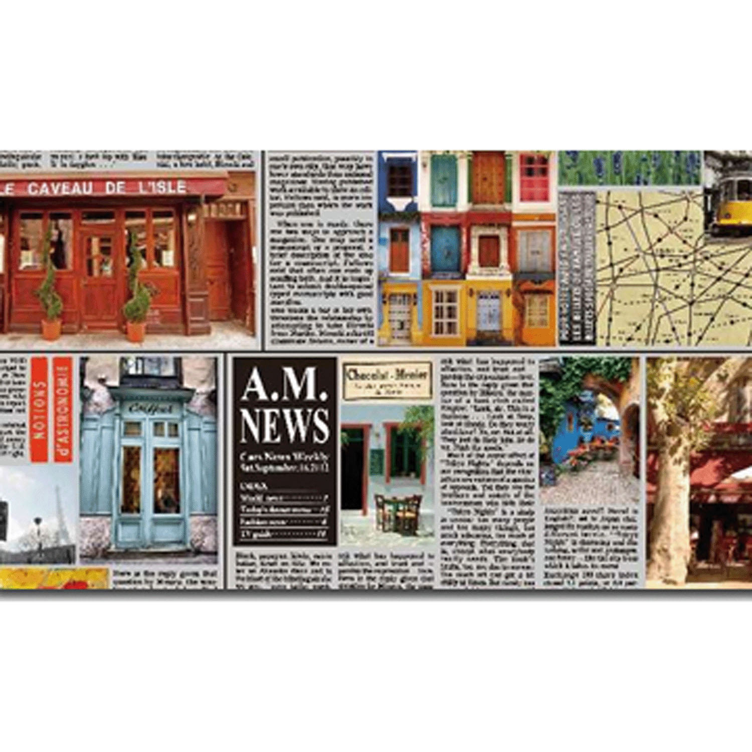 タウンニュースペーパー柄 ビッグトートバッグ - 画像1