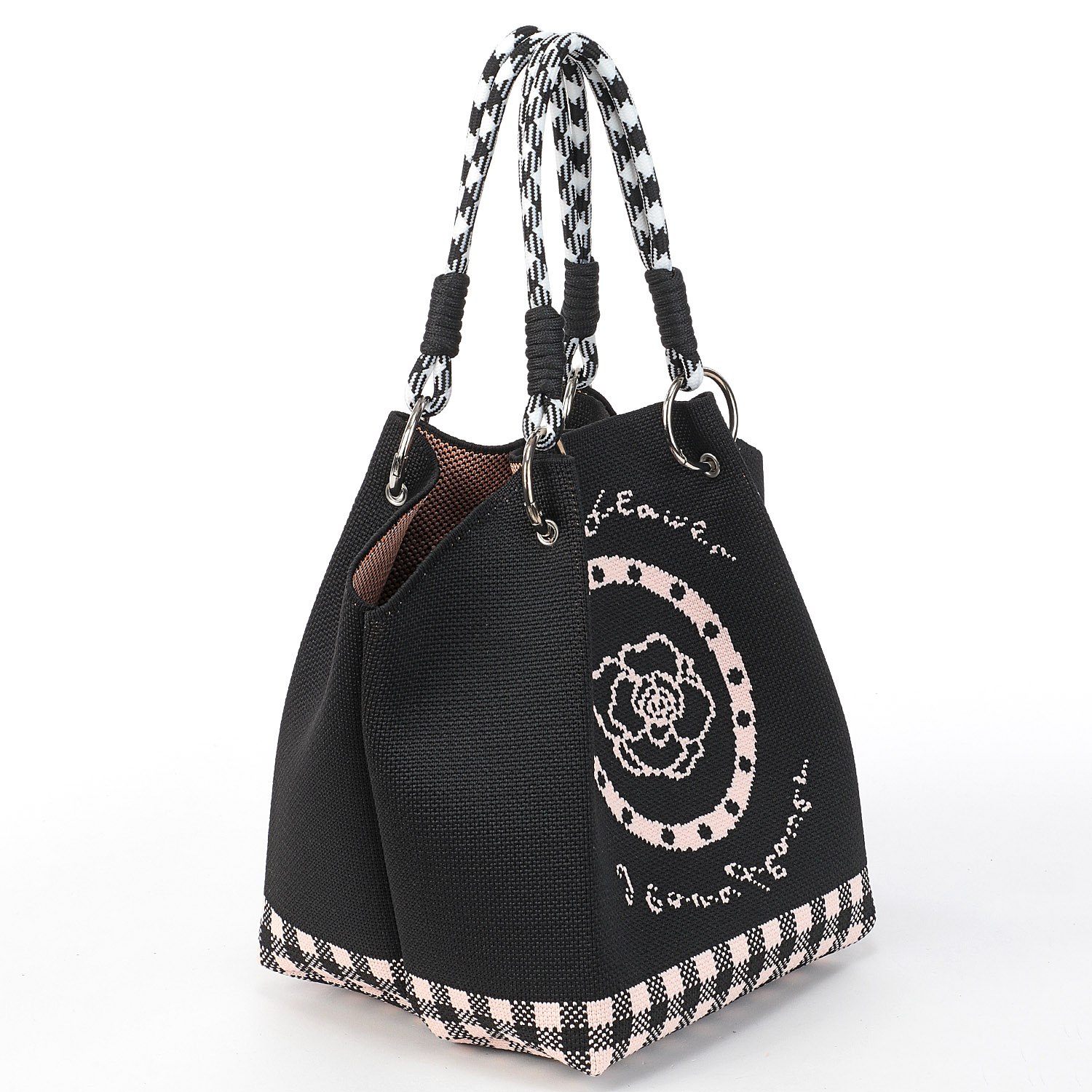 ローズ柄パラロープニットバッグ - 画像4