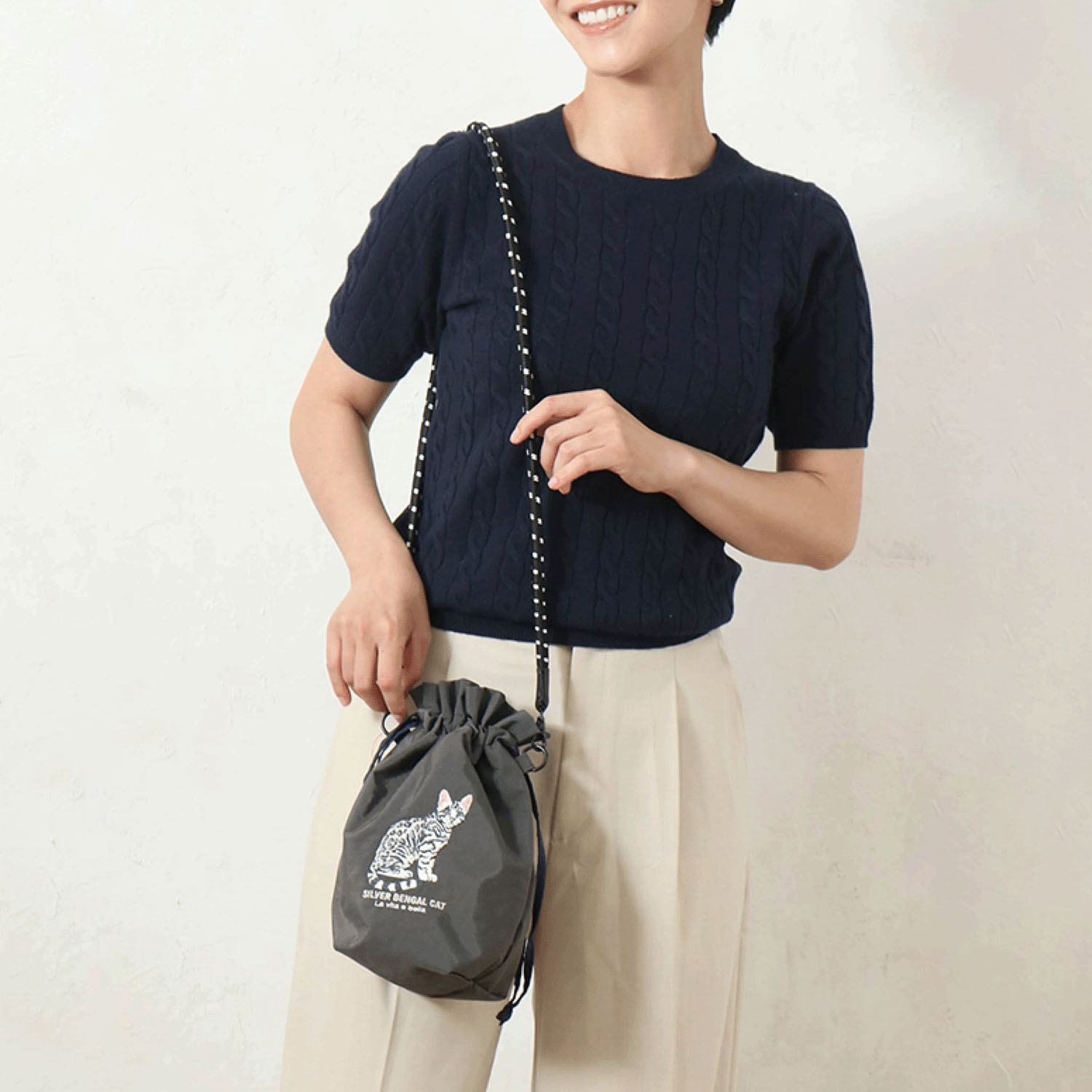 アニマル刺繍巾着ショルダーバッグ - 画像1