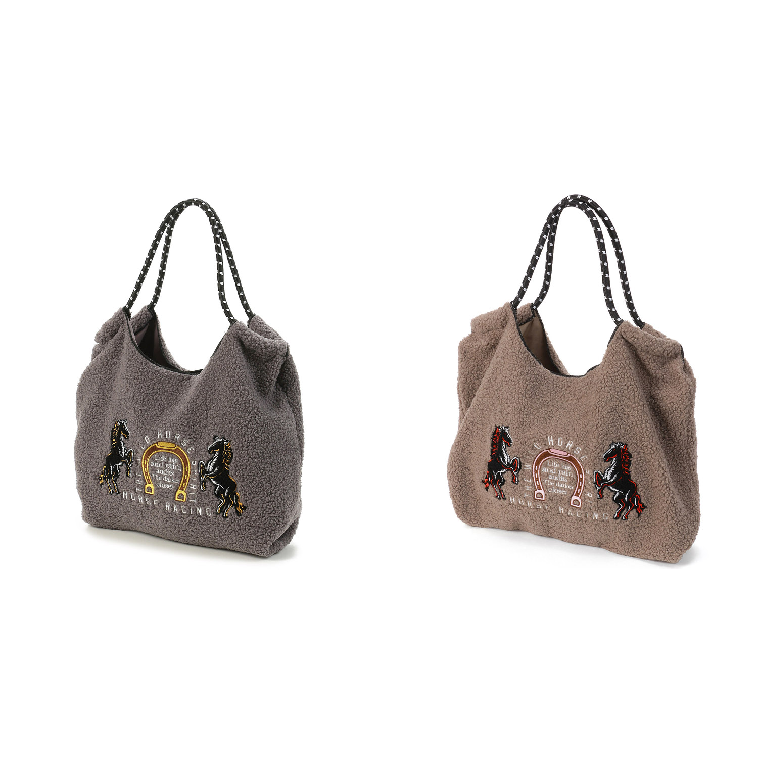 馬柄ボアロープハンドルトートバッグ