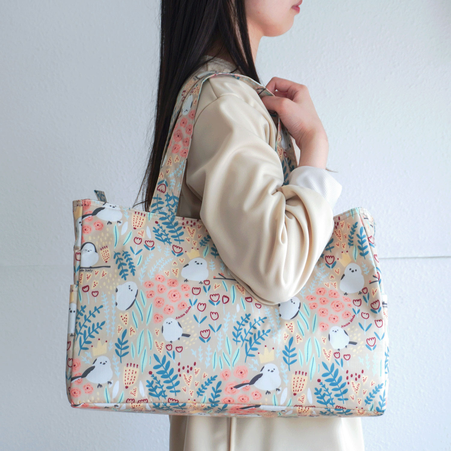 【エトワール別注柄】シマエナガ保冷BOX型トートバッグ