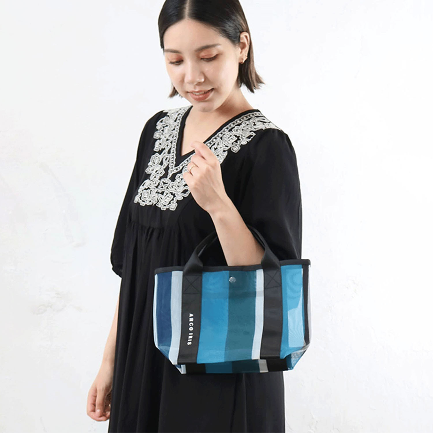 メッシュストライププチバッグ