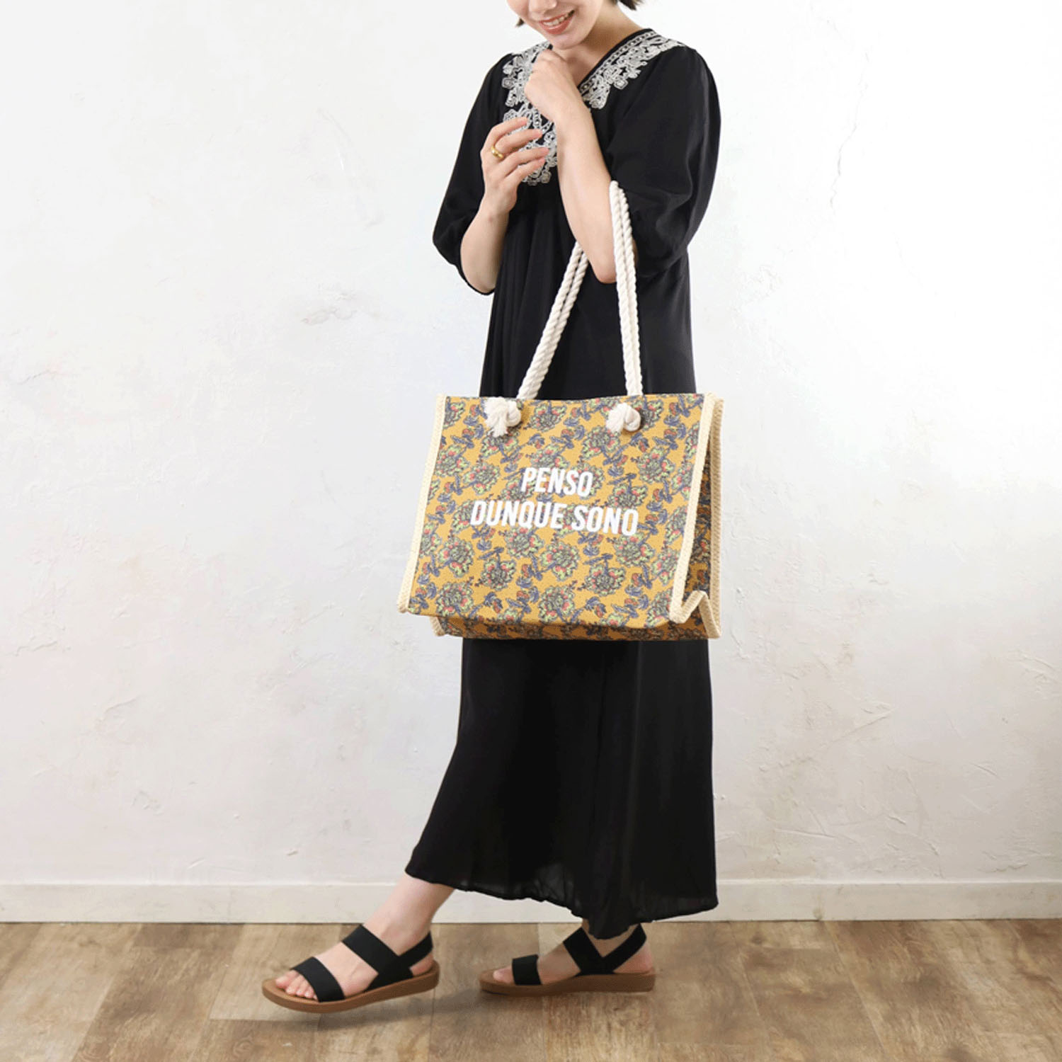 雑材ラタイデアプリントトートバッグ - 画像7