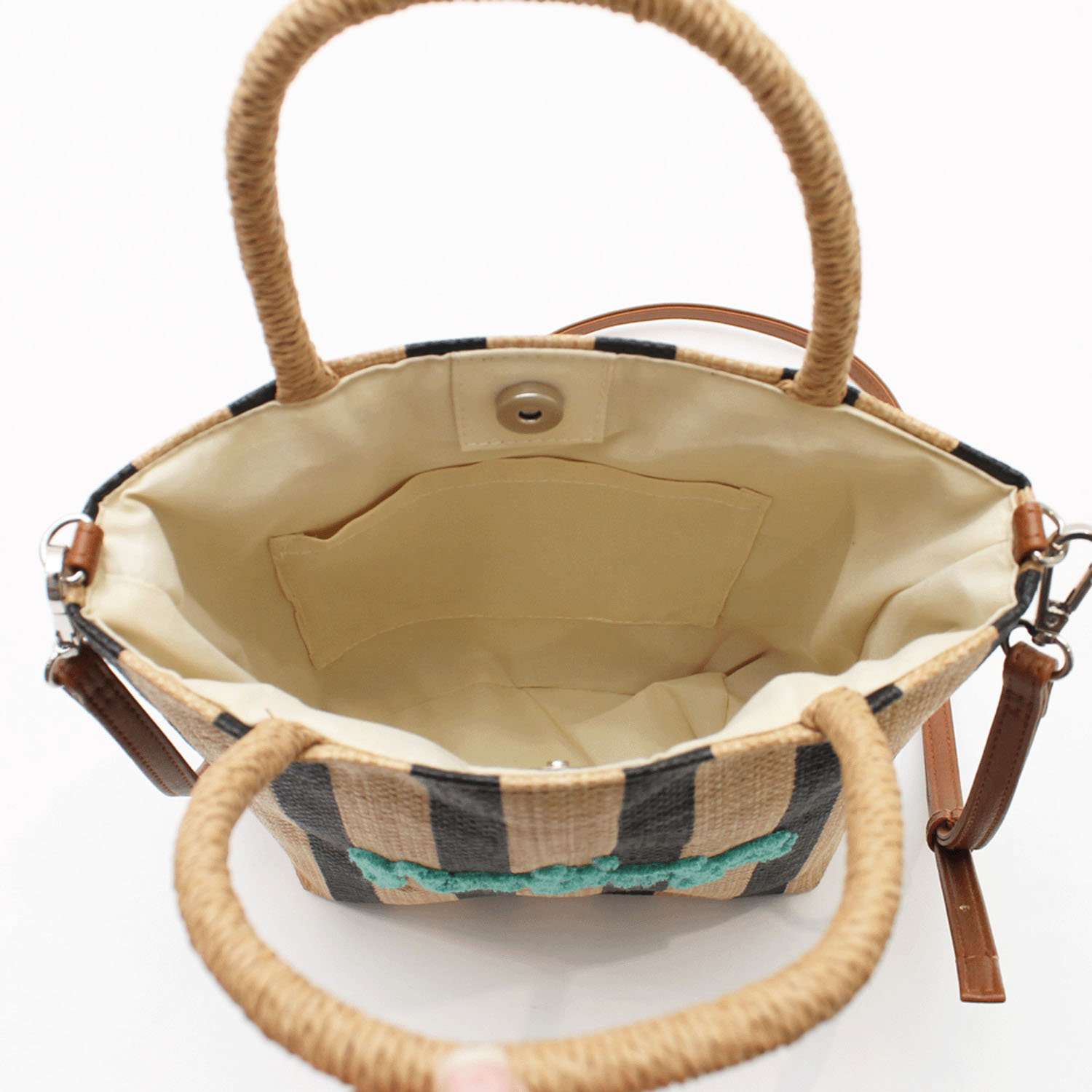 雑材サガラ刺繍ストライプ2WAYバッグ - 画像10