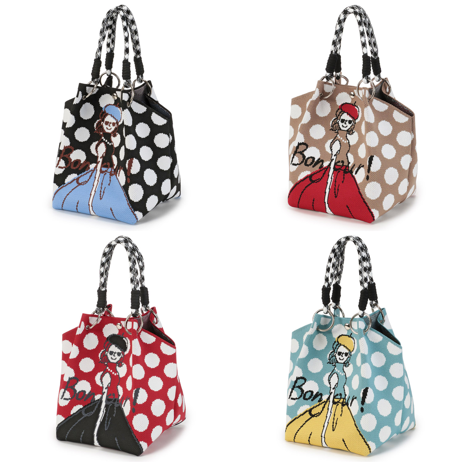 ドット女の子ニットバッグ - 画像1