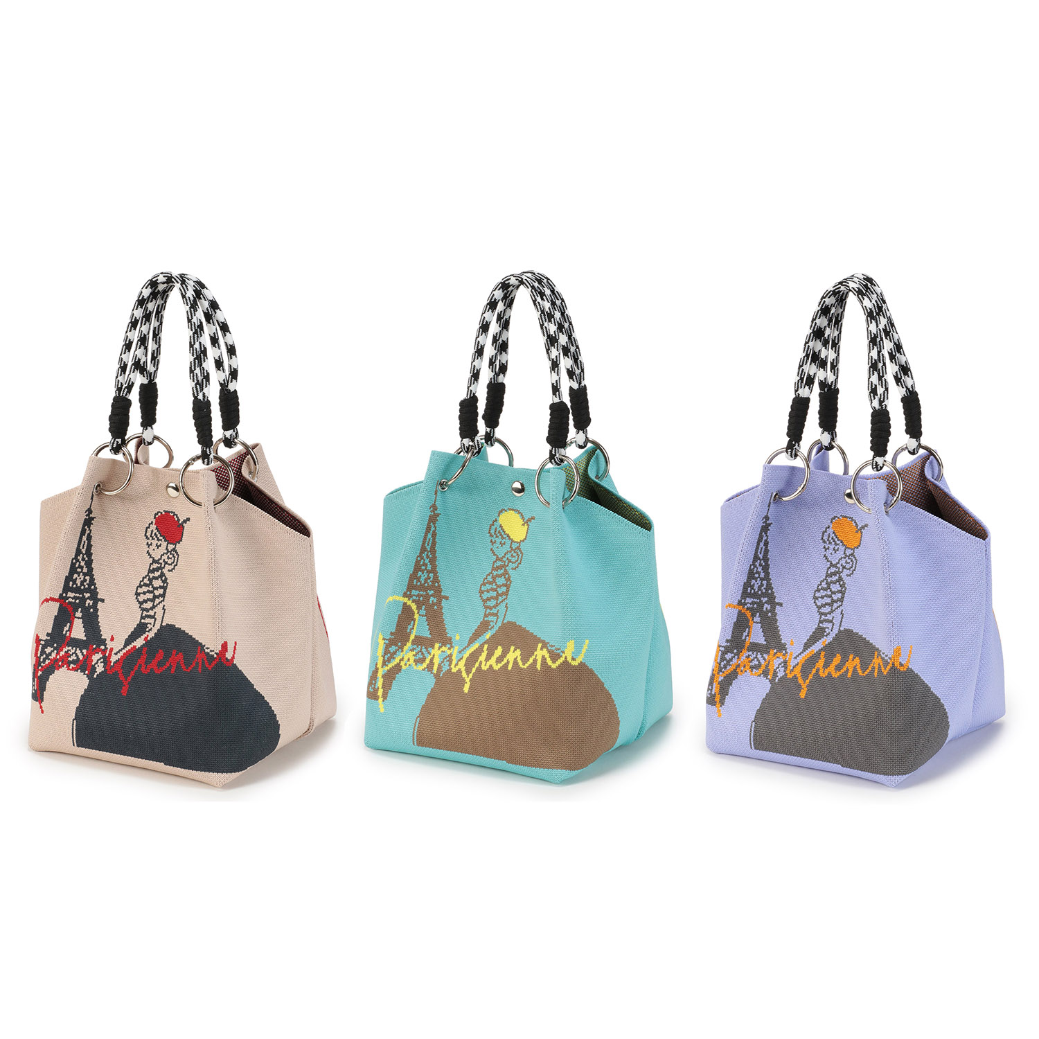 エッフェル塔と女の子ニットバッグ - 画像1