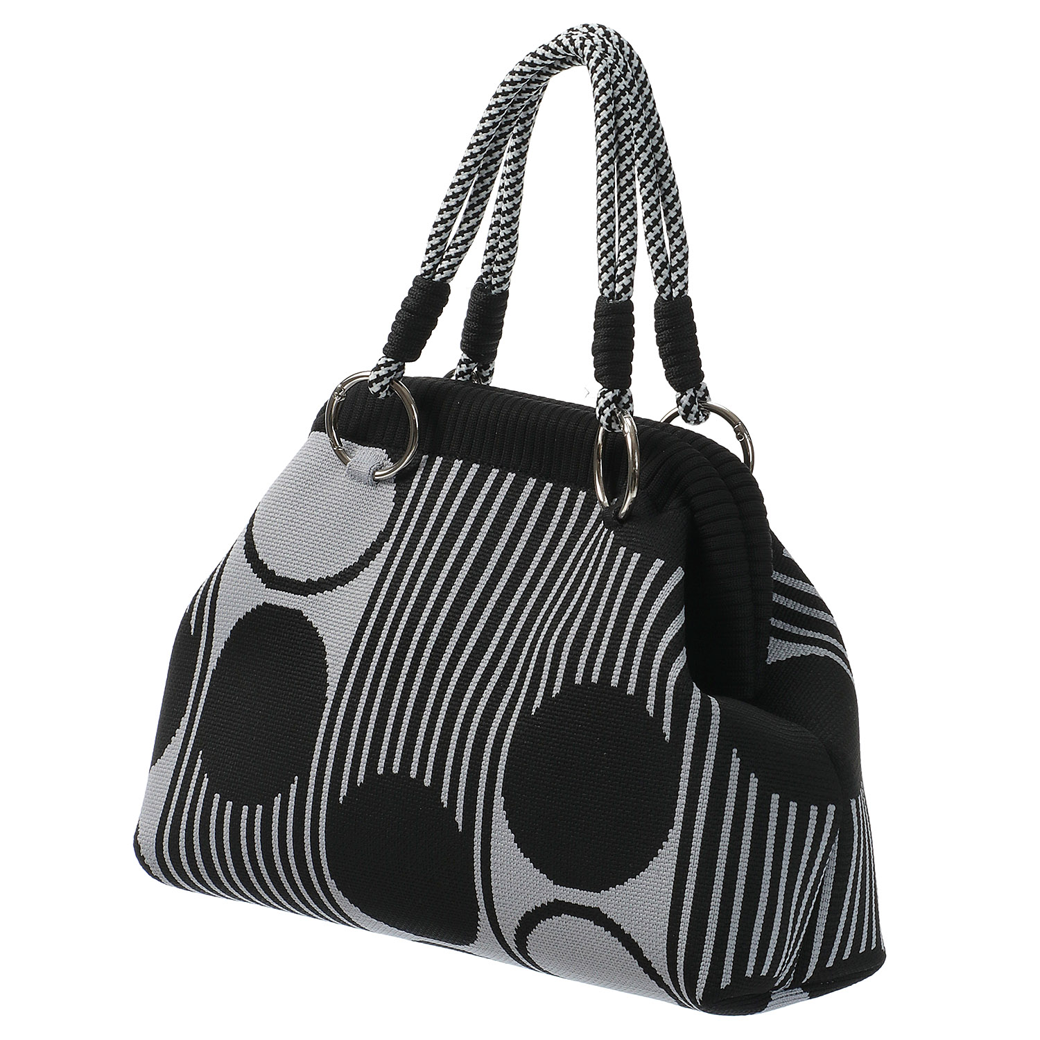 柄物がま口型ニットバッグ - 画像4