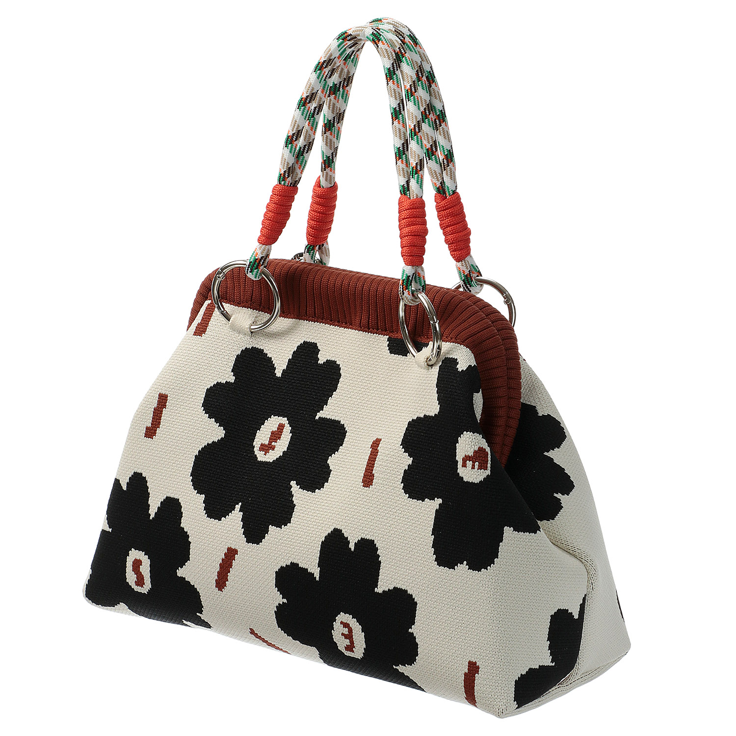 柄物がま口型ニットバッグ - 画像5