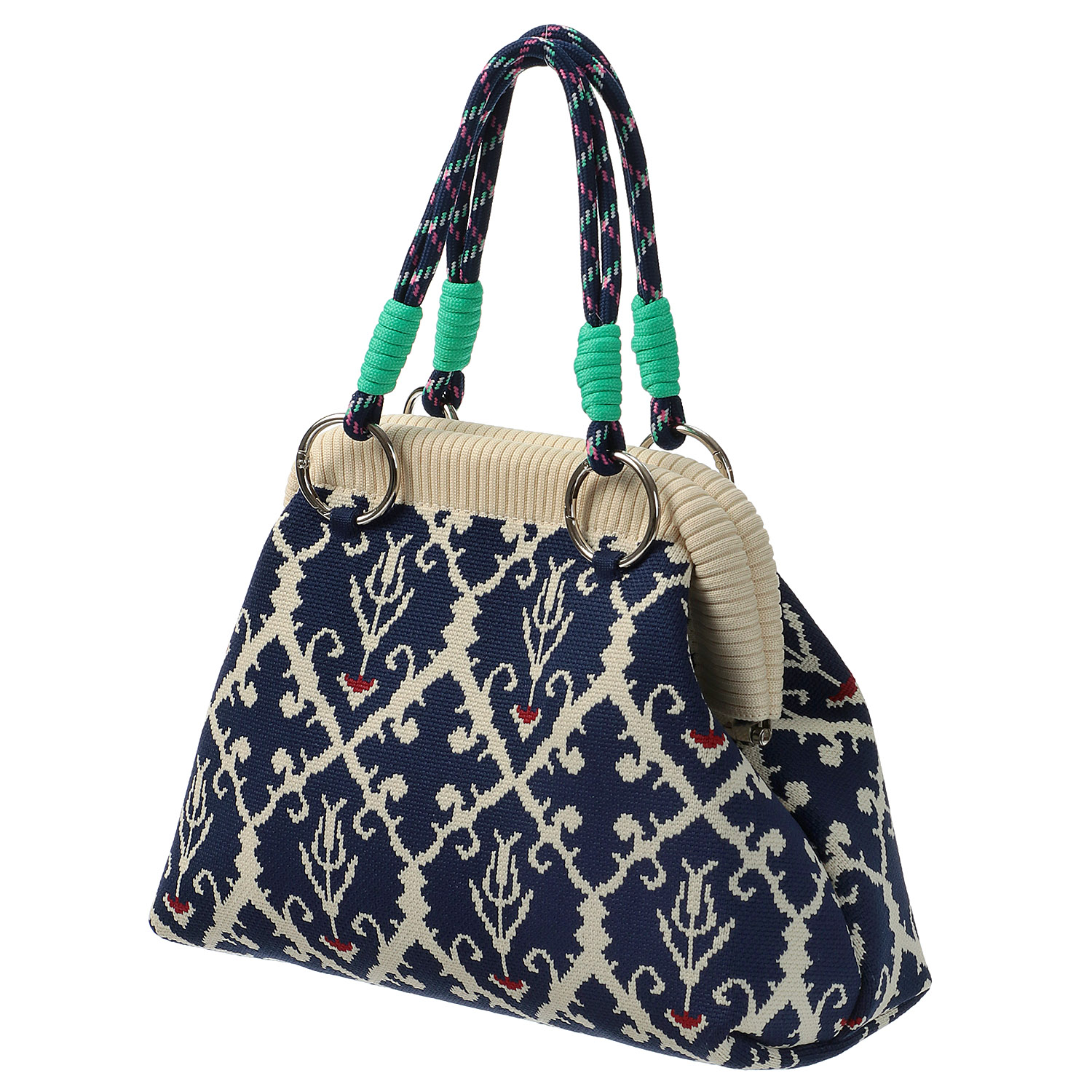 柄物がま口型ニットバッグ - 画像7