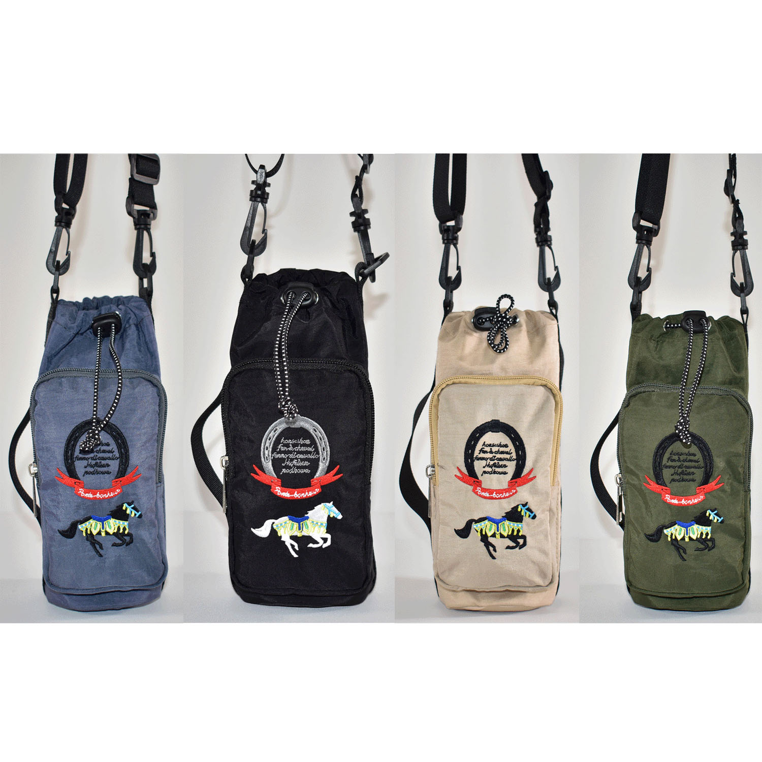 馬刺繍保冷ボトルショルダーバッグ