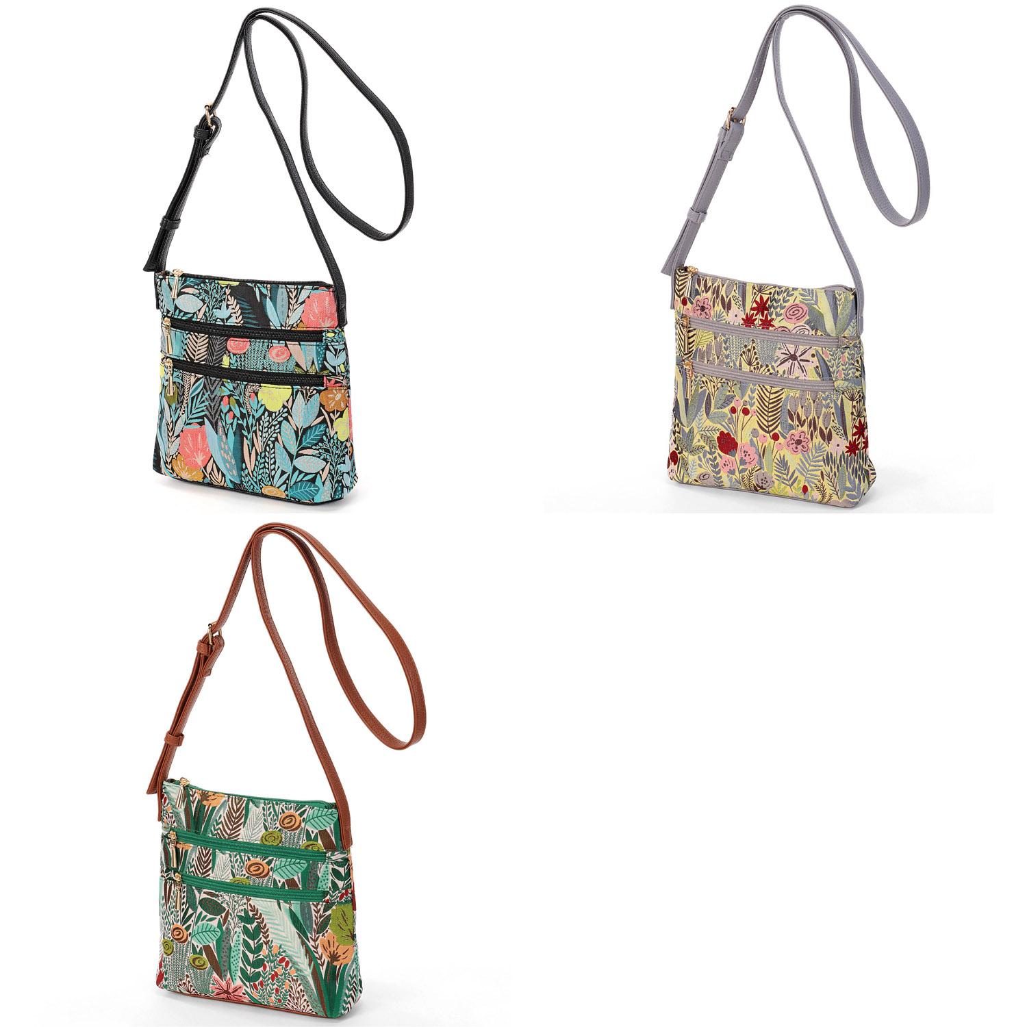 ボタニカルジャガード縦型ショルダーバッグ - 画像1