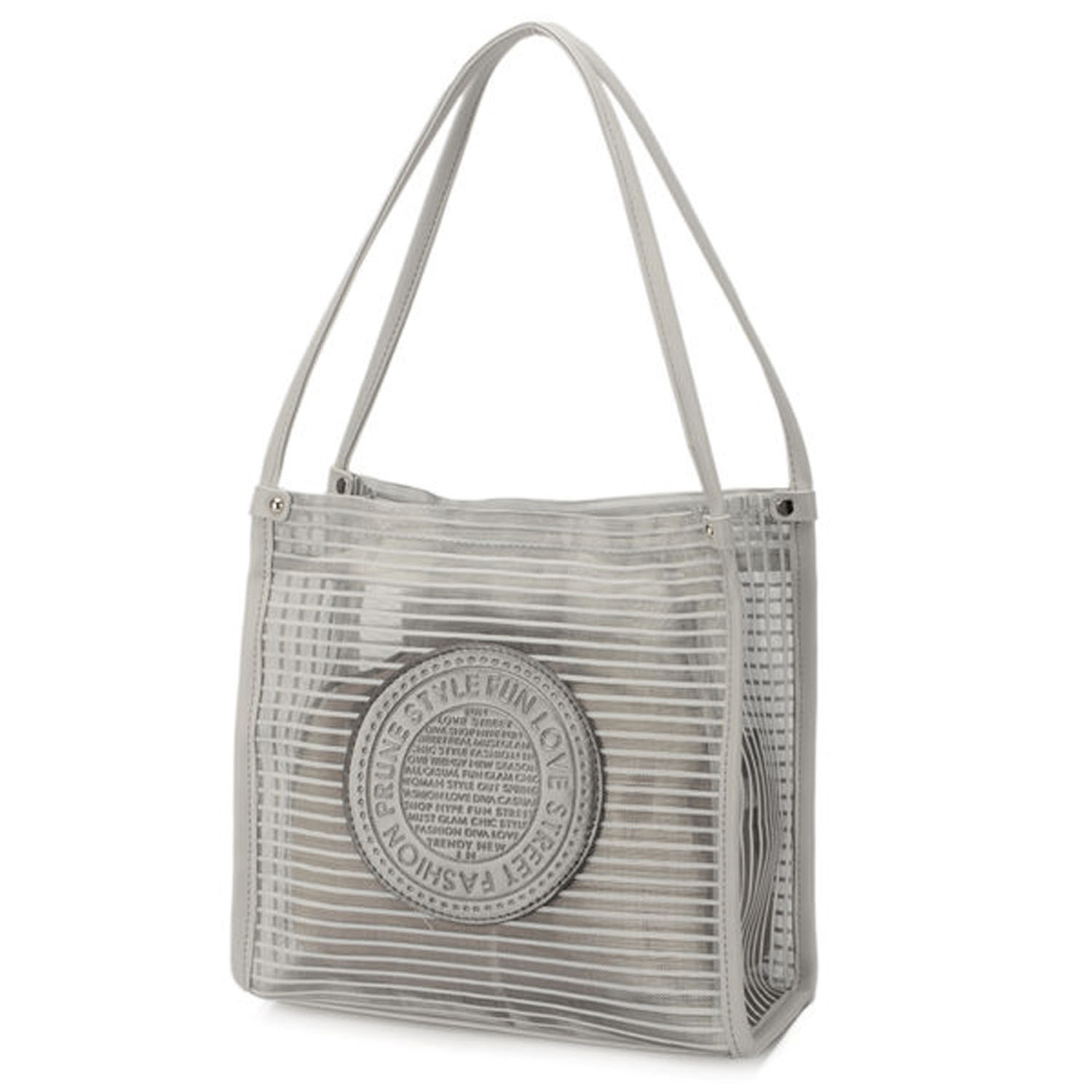 ボーダーチュール刻印柄トートバッグ