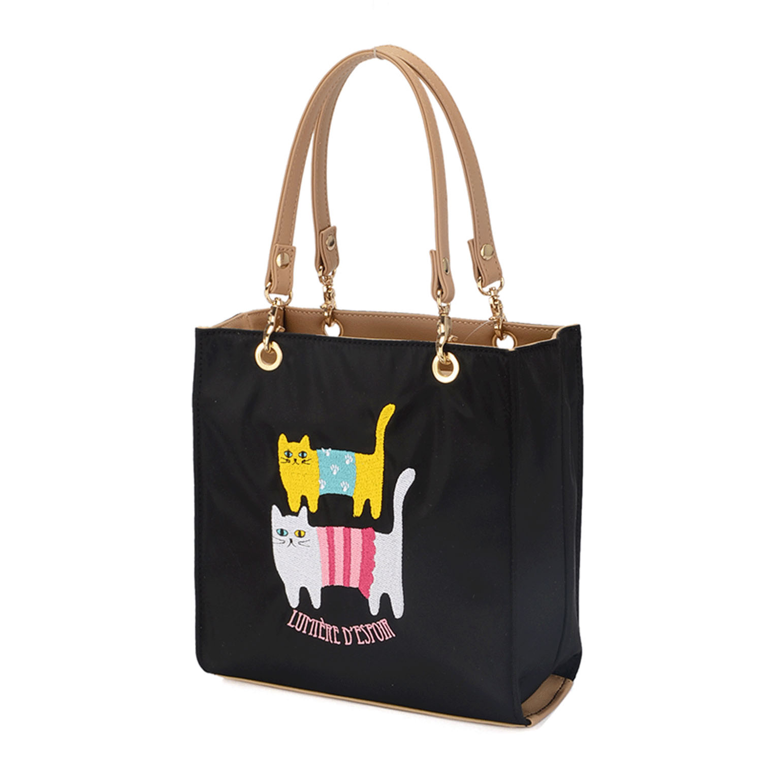 キャット＆レディ刺繍スクエア型バッグ - 画像2