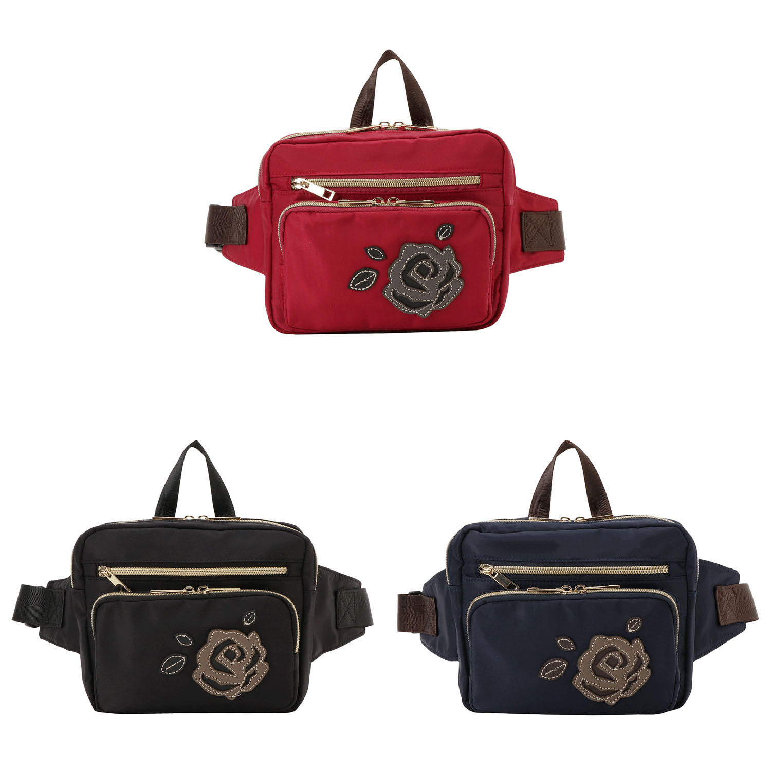 SOFIA VALENTINO バラパッチワークウエストポーチ