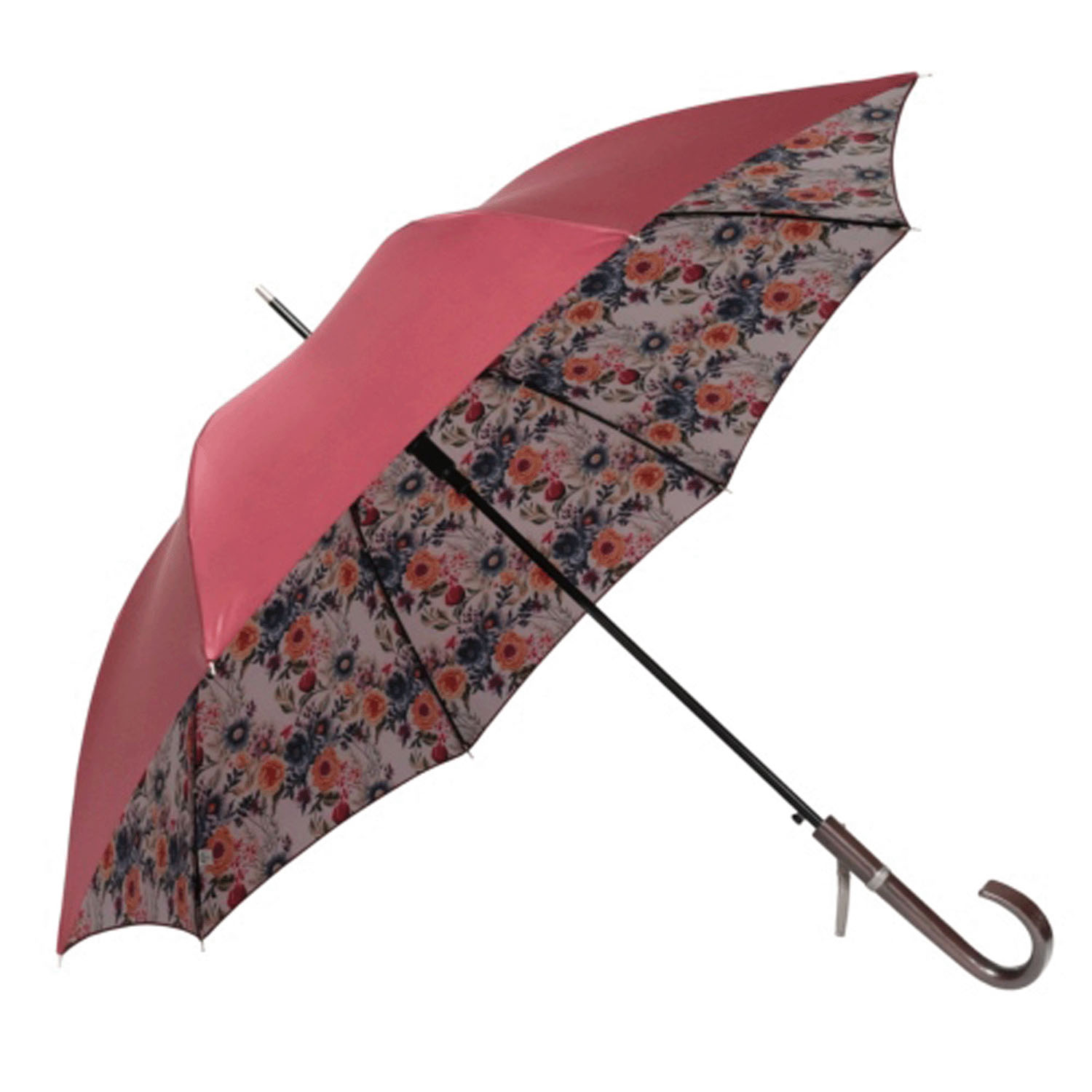 サテン両面花プリント長傘 - 画像2