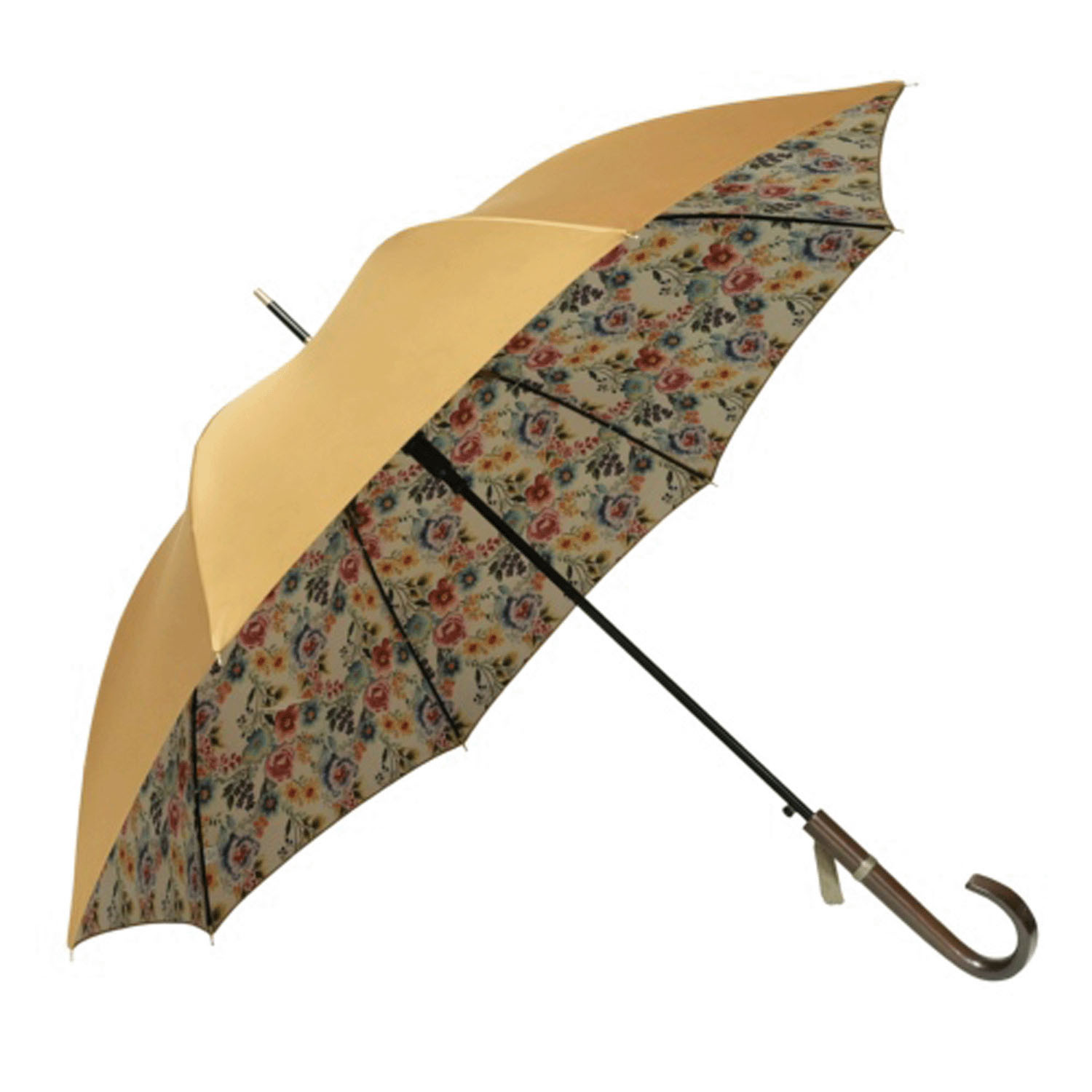 サテン両面花プリント長傘 - 画像3