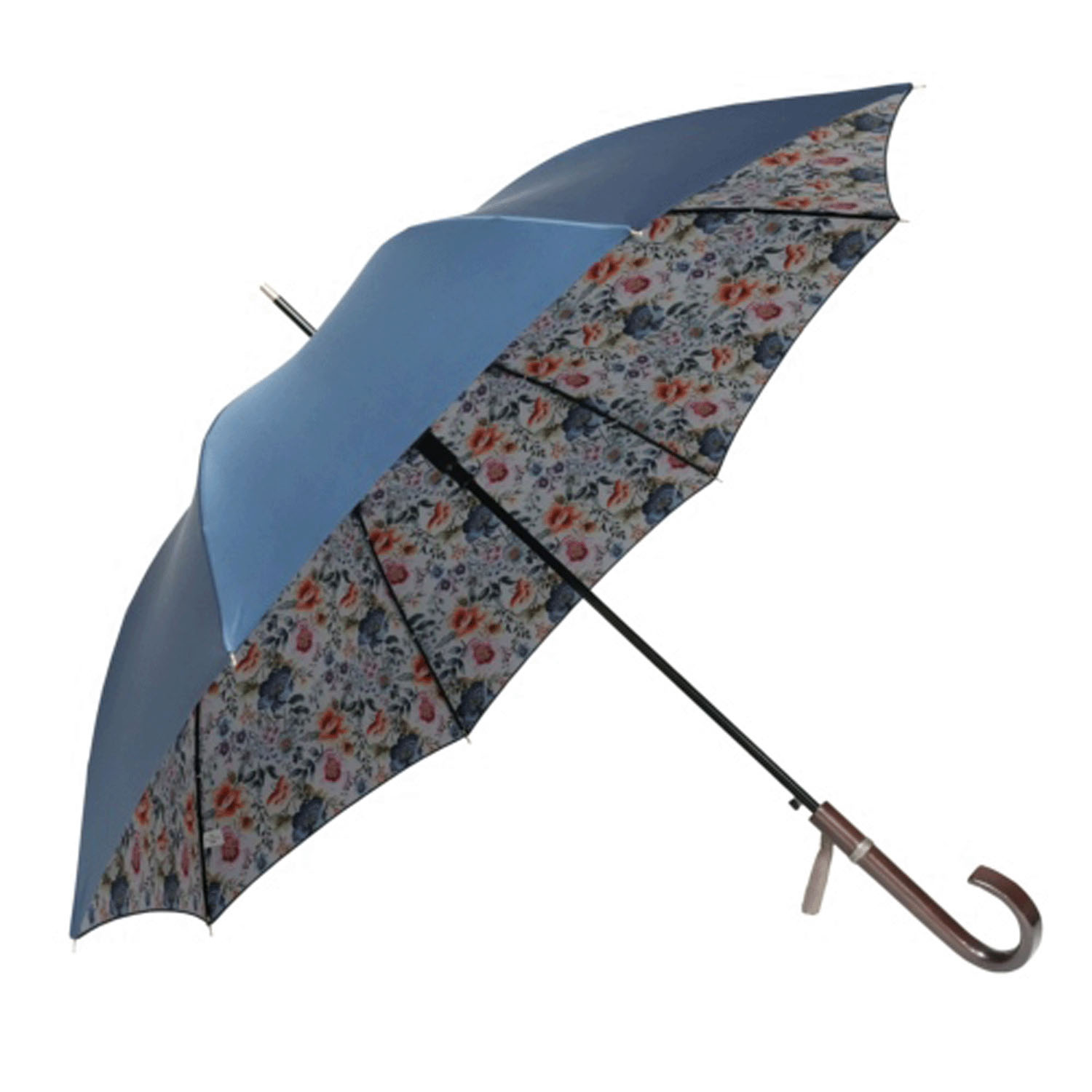 サテン両面花プリント長傘 - 画像4