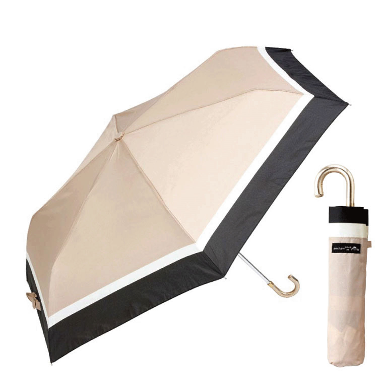 【耐風骨】 ナチュラルボーダー 折傘 - 画像2