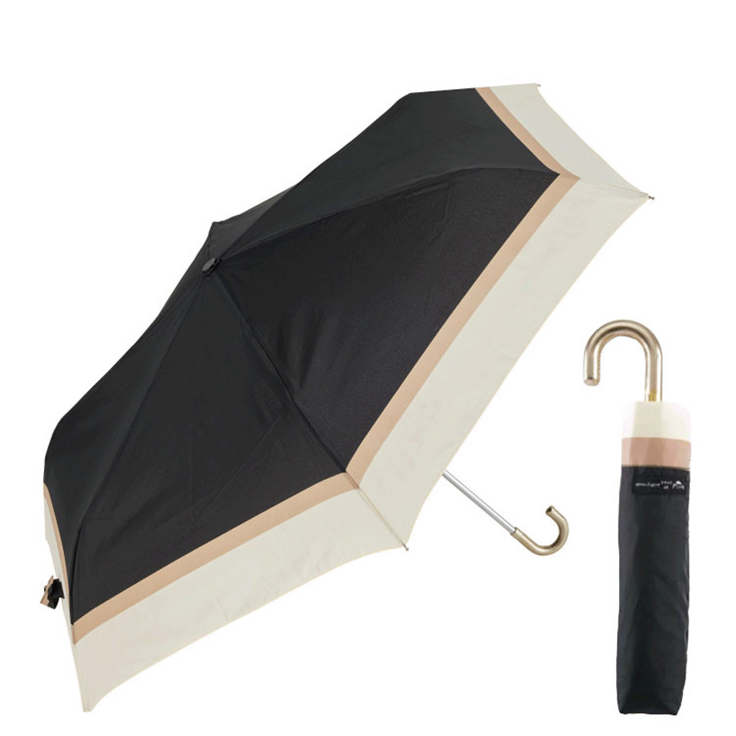 【耐風骨】 ナチュラルボーダー 折傘 - 画像1