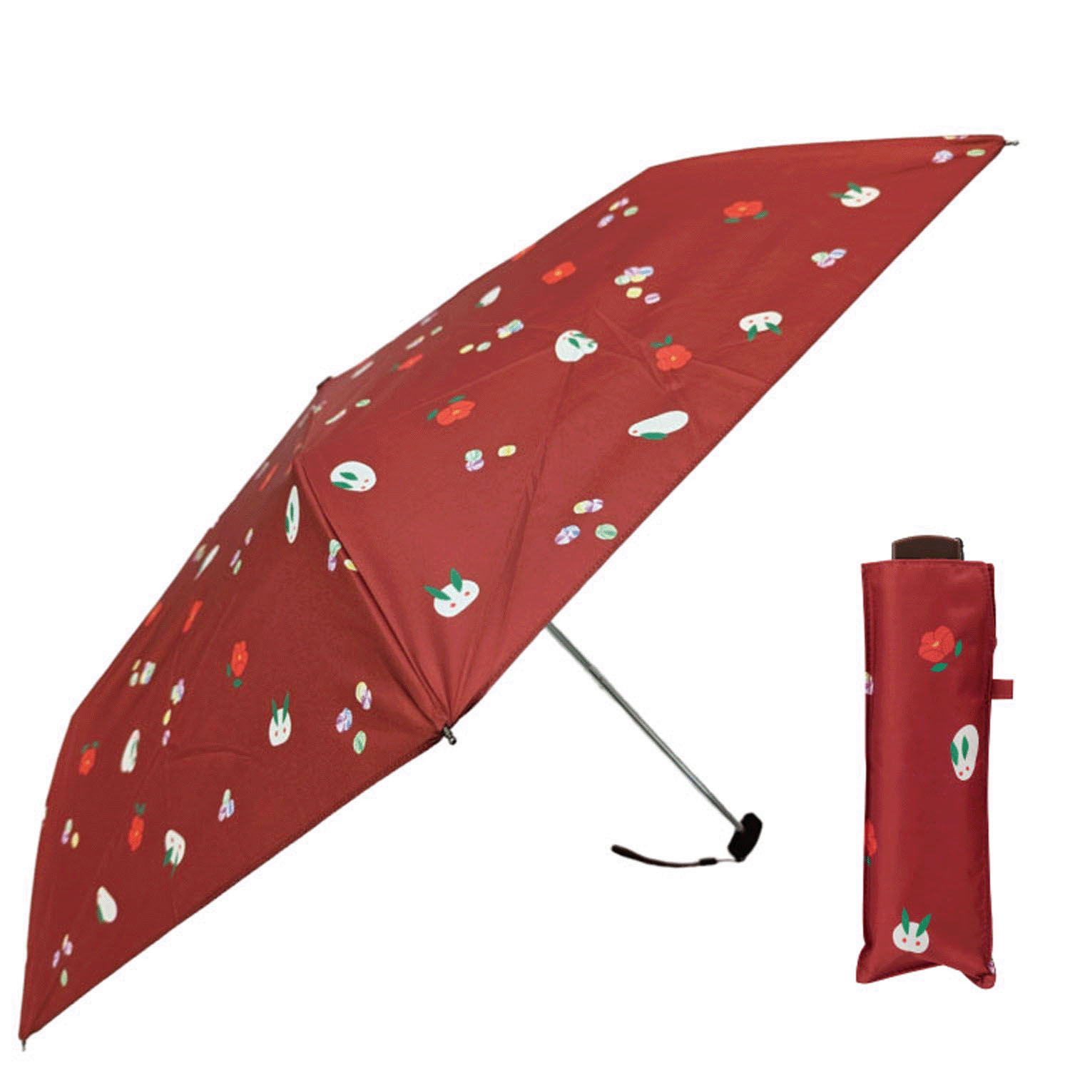 【和柄折傘】 雪うさぎ フラットミニ - 画像1