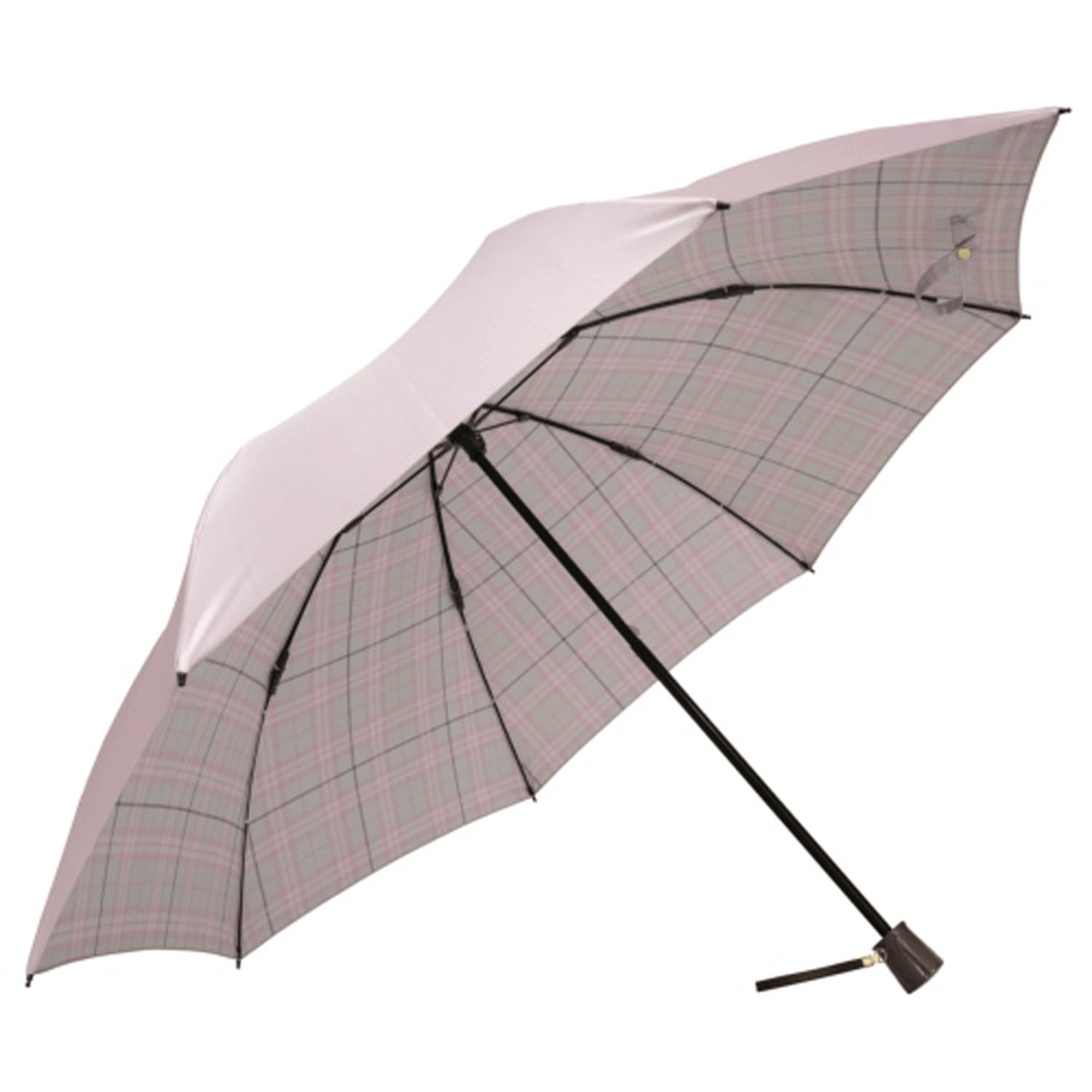 サテン両面プリント格子折傘 - 画像3