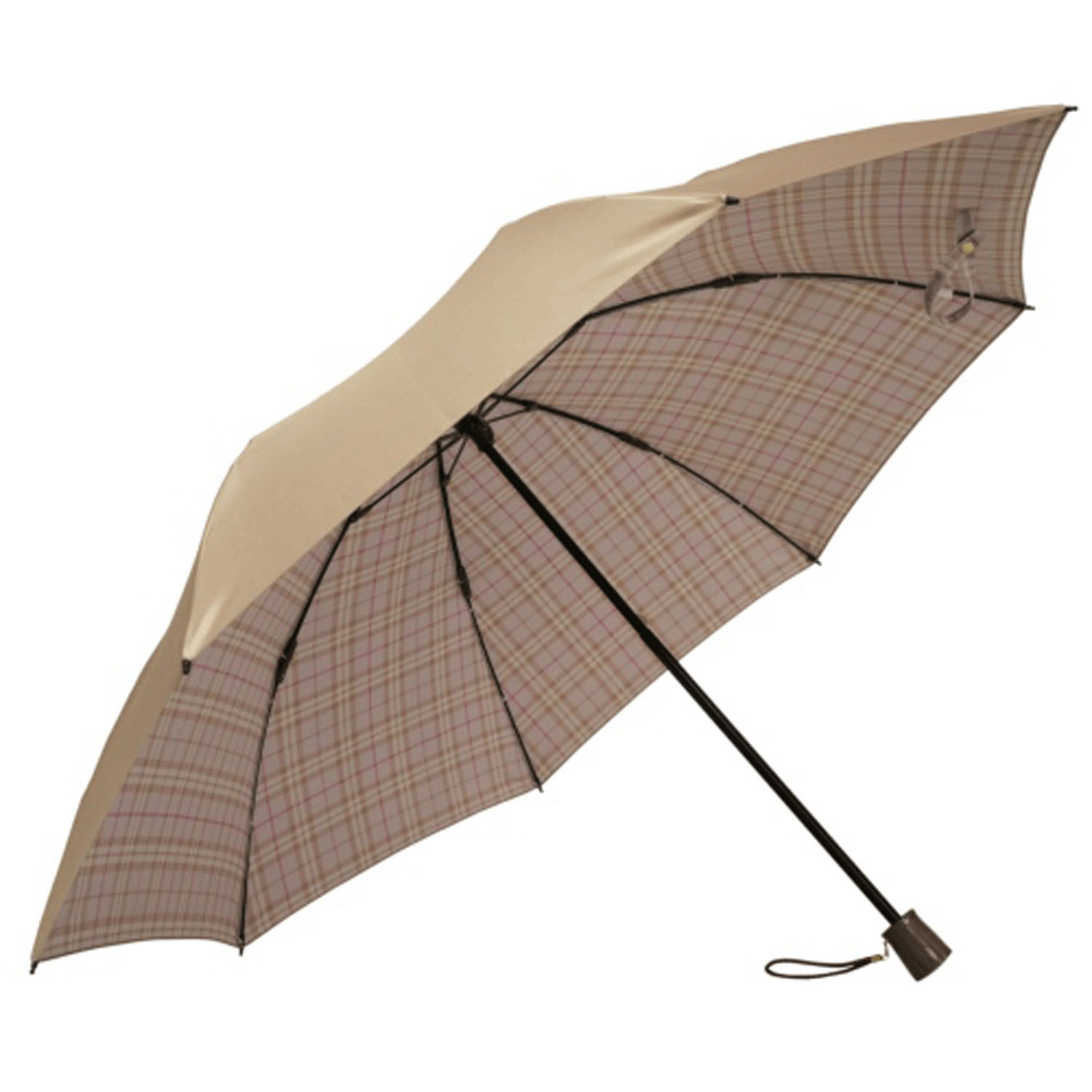 サテン両面プリント格子折傘 - 画像1