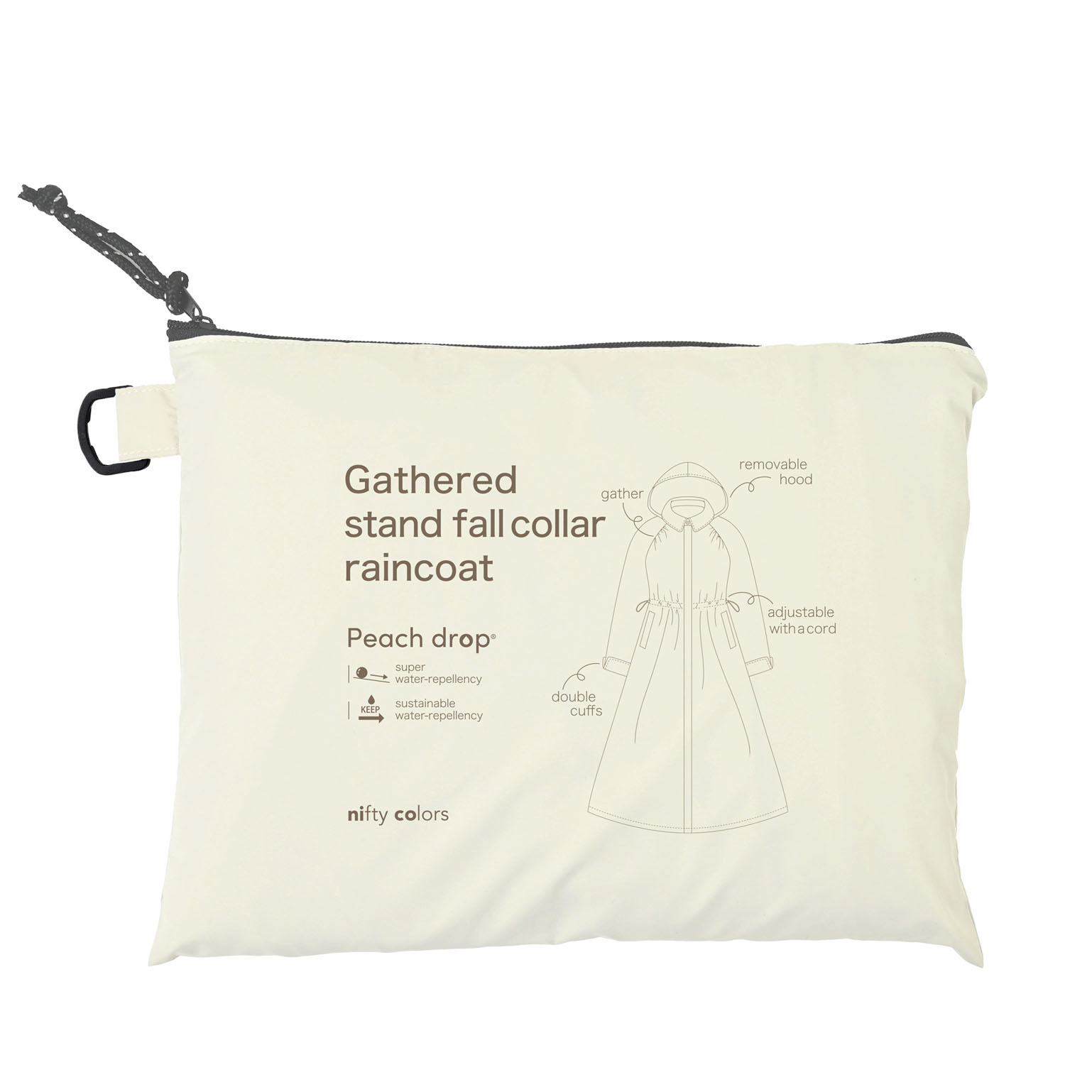【ピーチドロップ】ギャザースレンカラーレインコート - 画像13