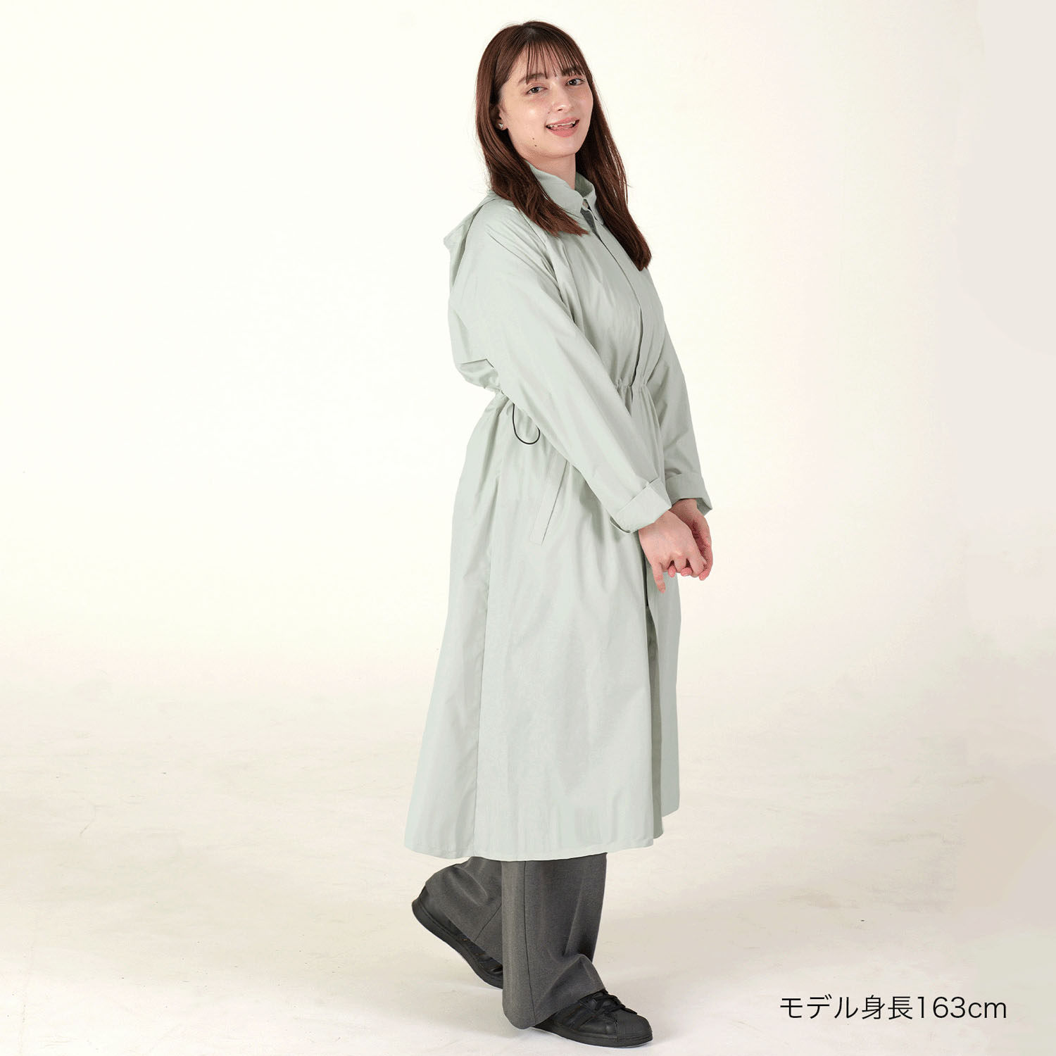 【ピーチドロップ】ギャザースレンカラーレインコート - 画像18