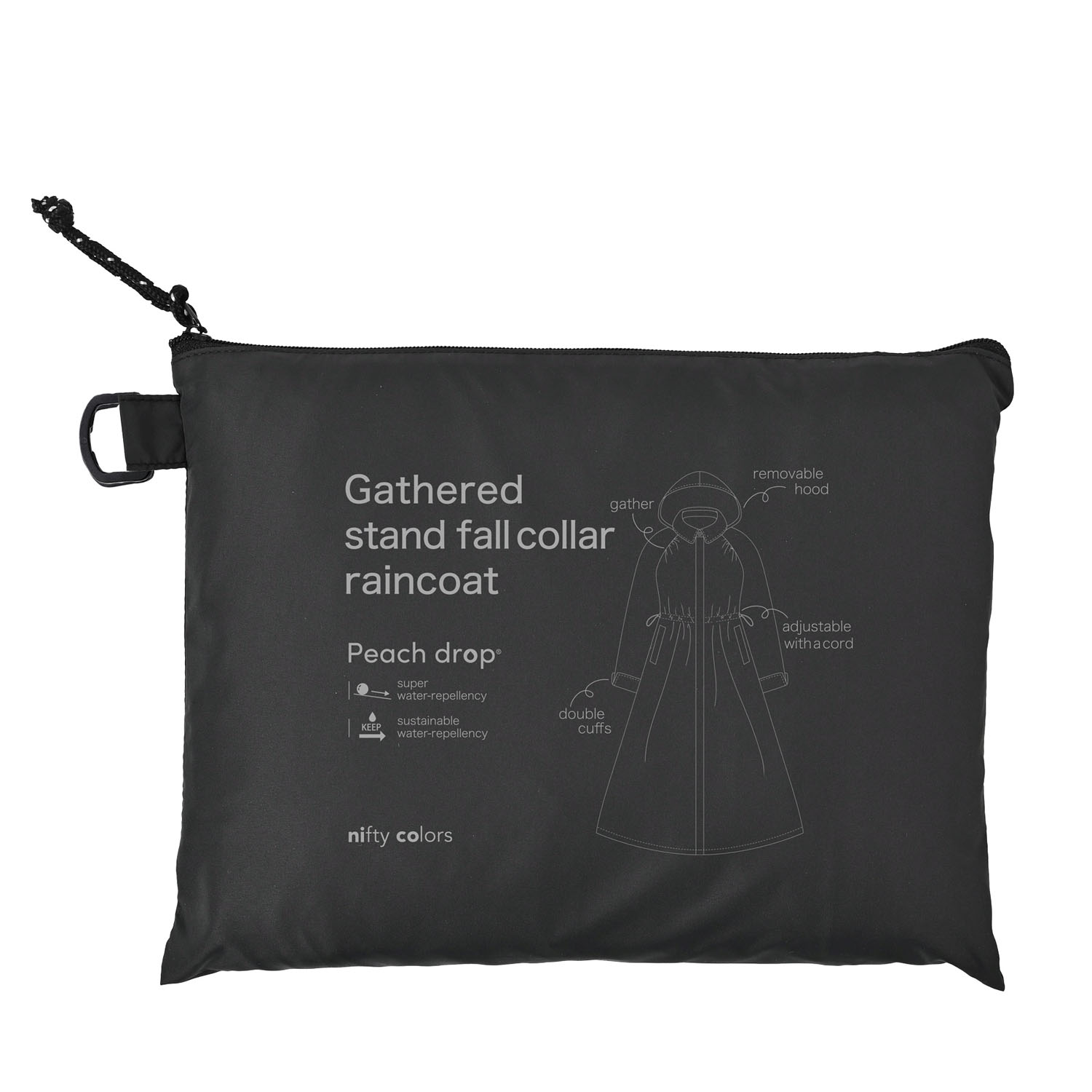 【ピーチドロップ】ギャザースレンカラーレインコート - 画像4