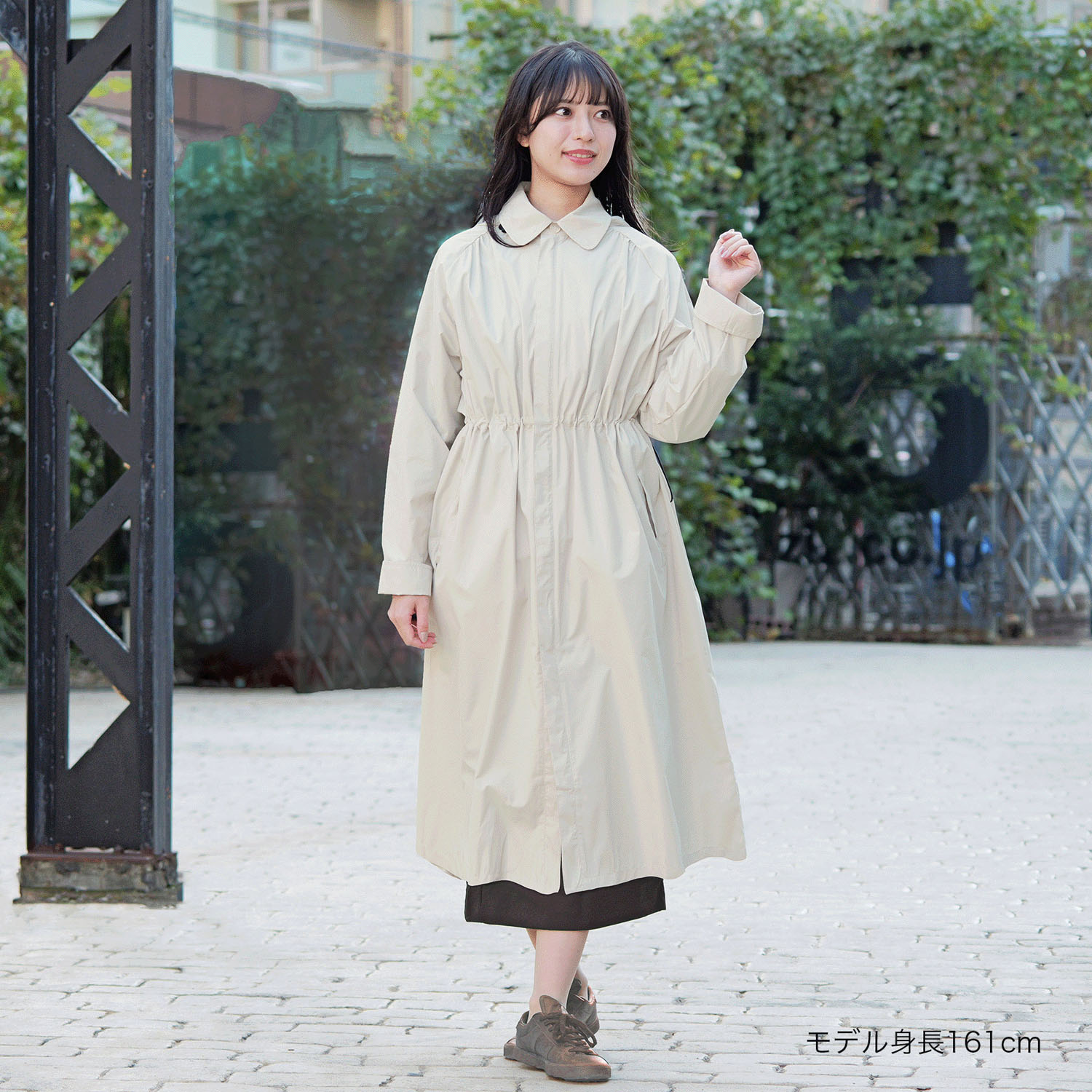 【ピーチドロップ】ギャザースレンカラーレインコート