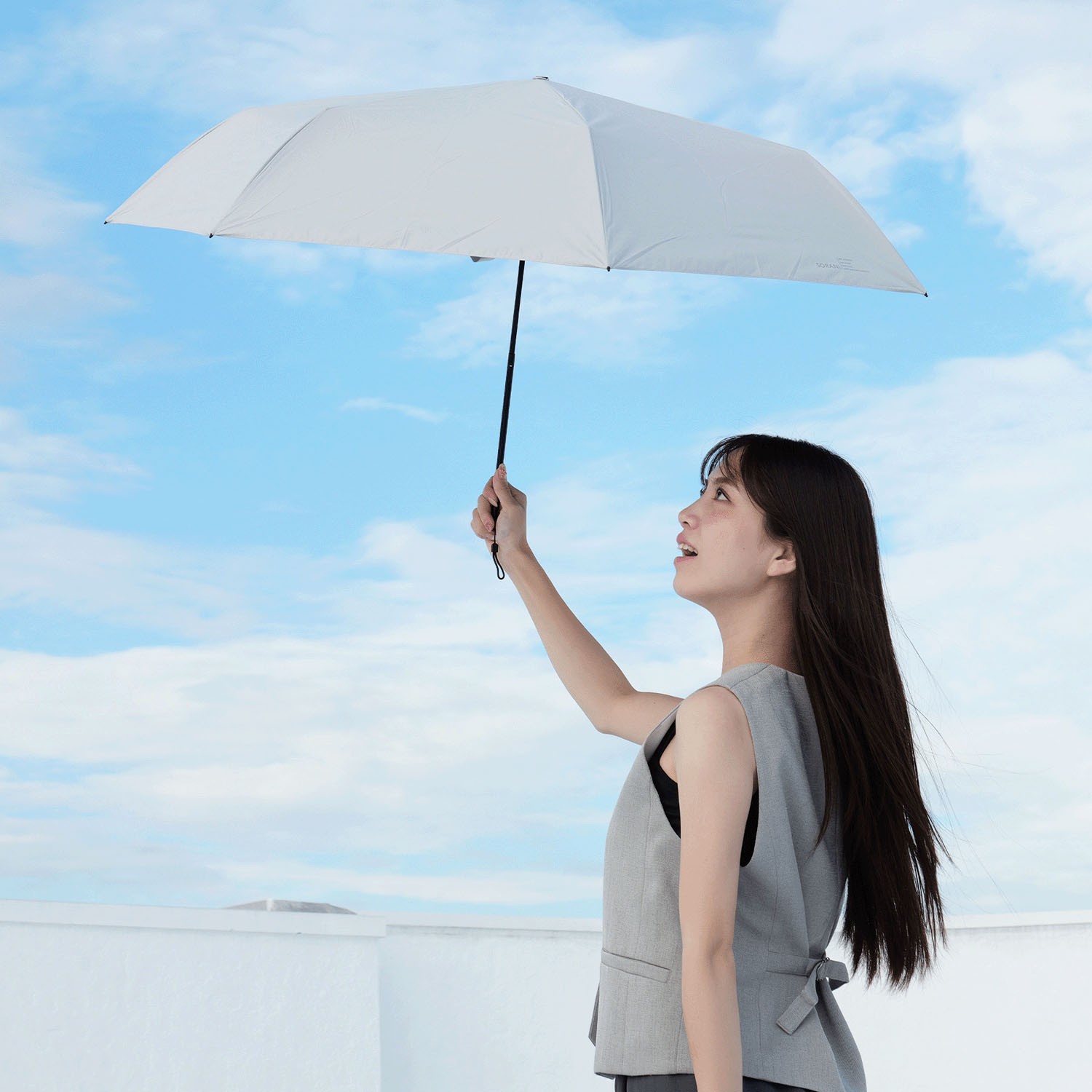 遮光晴雨カーボン軽量ミニ傘 - 画像1