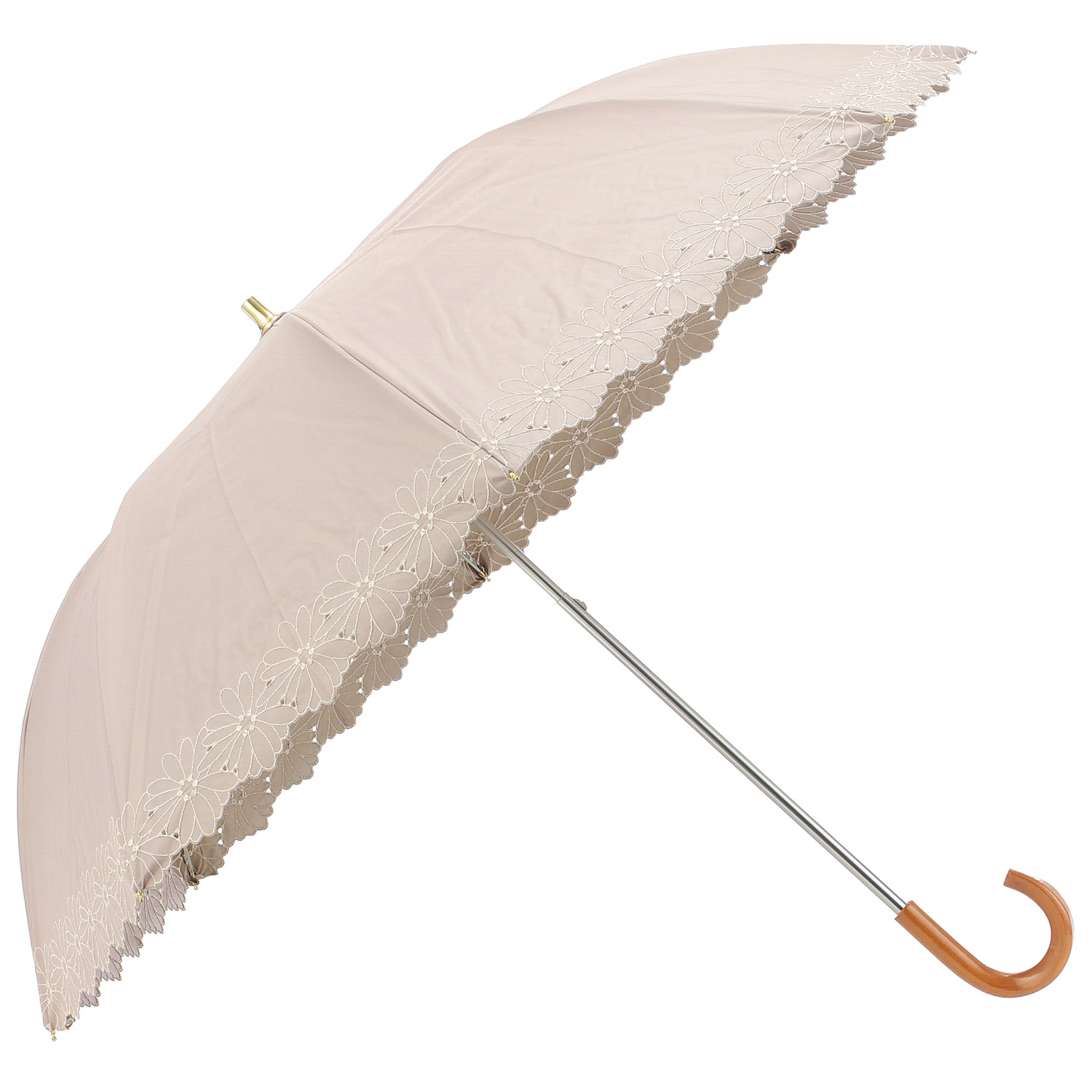 晴雨兼用 PU フラワーボーダー刺繍トップレス傘 - 画像5