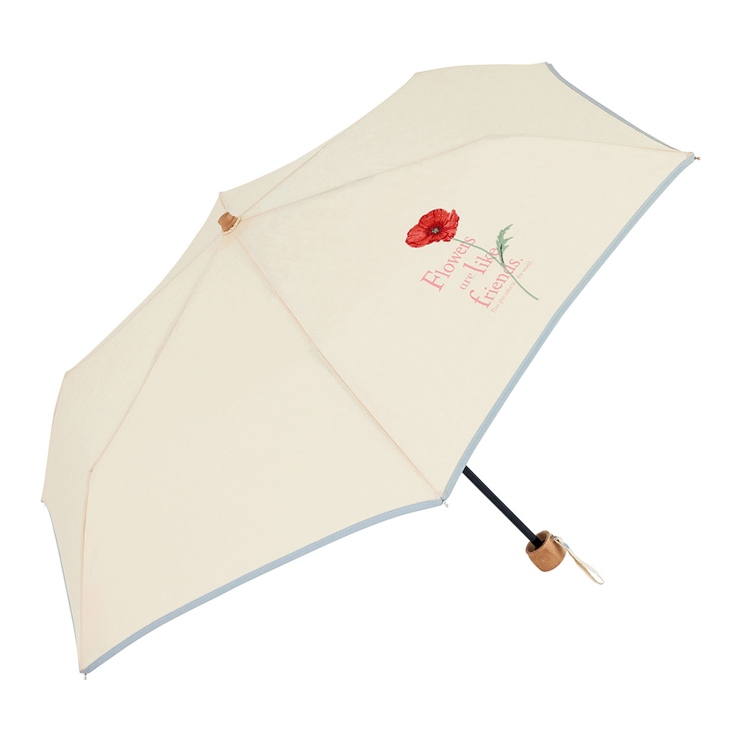 【because】 晴雨兼用 タイポフラワー刺繍折傘 - 画像2