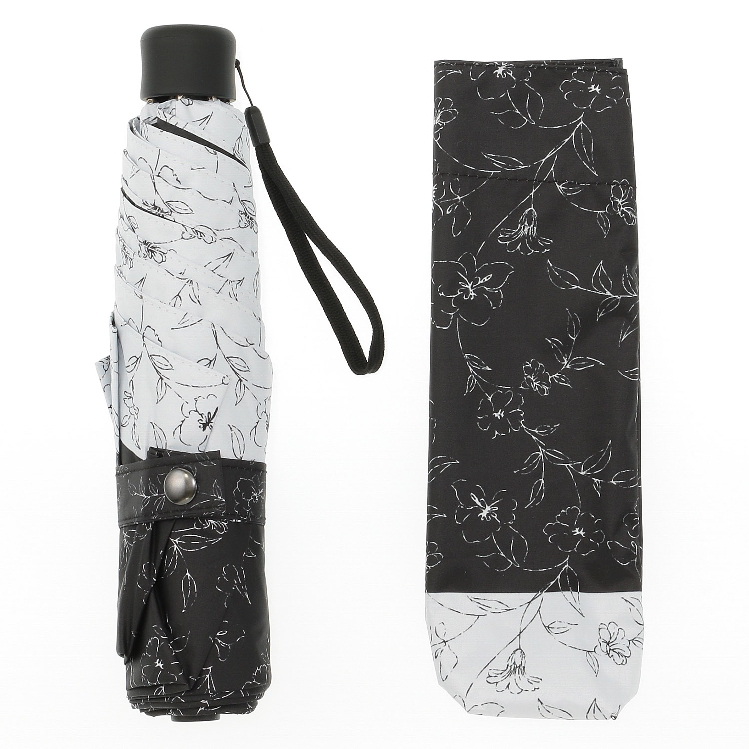 晴雨兼用傘 モノクロームボタニカル柄ミニ - 画像2