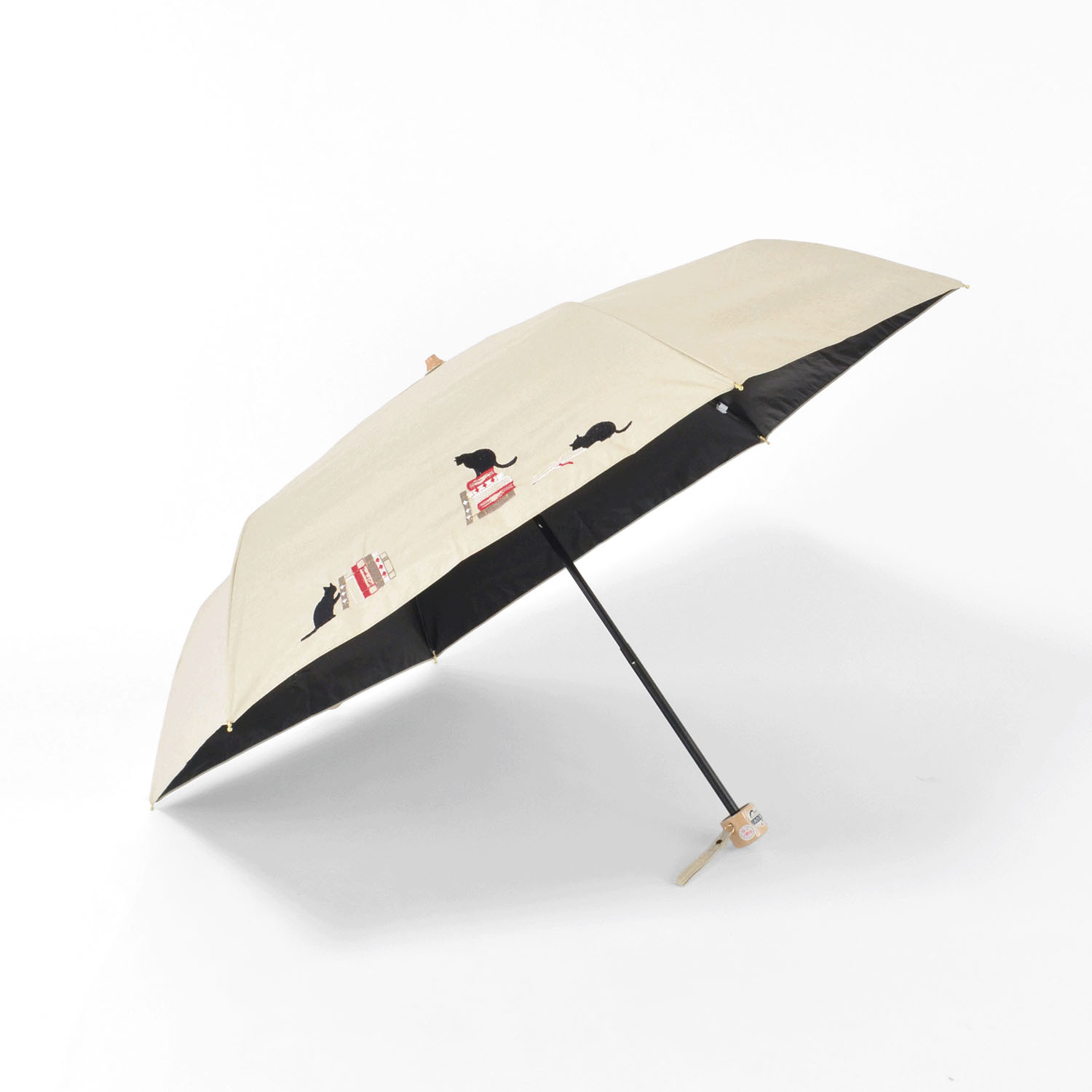 【耐風仕様】 晴雨兼用 本と猫刺繍ミニ傘 - 画像6