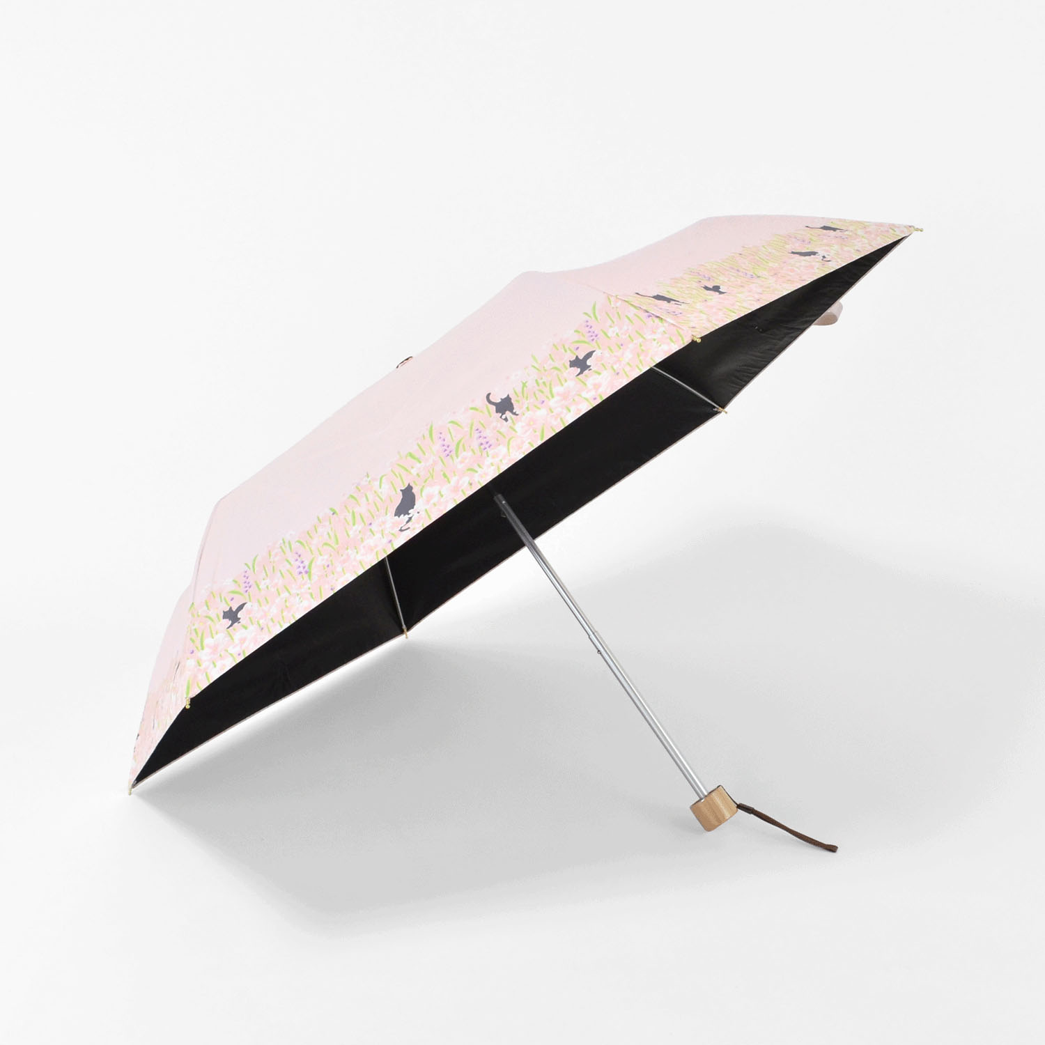 【耐風仕様】 晴雨兼用 お花畑と猫ミニ傘 - 画像3