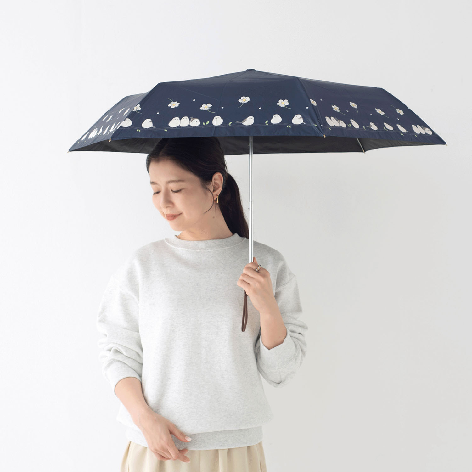 【耐風仕様】 晴雨兼お花とシマエナガミニ傘 - 画像3