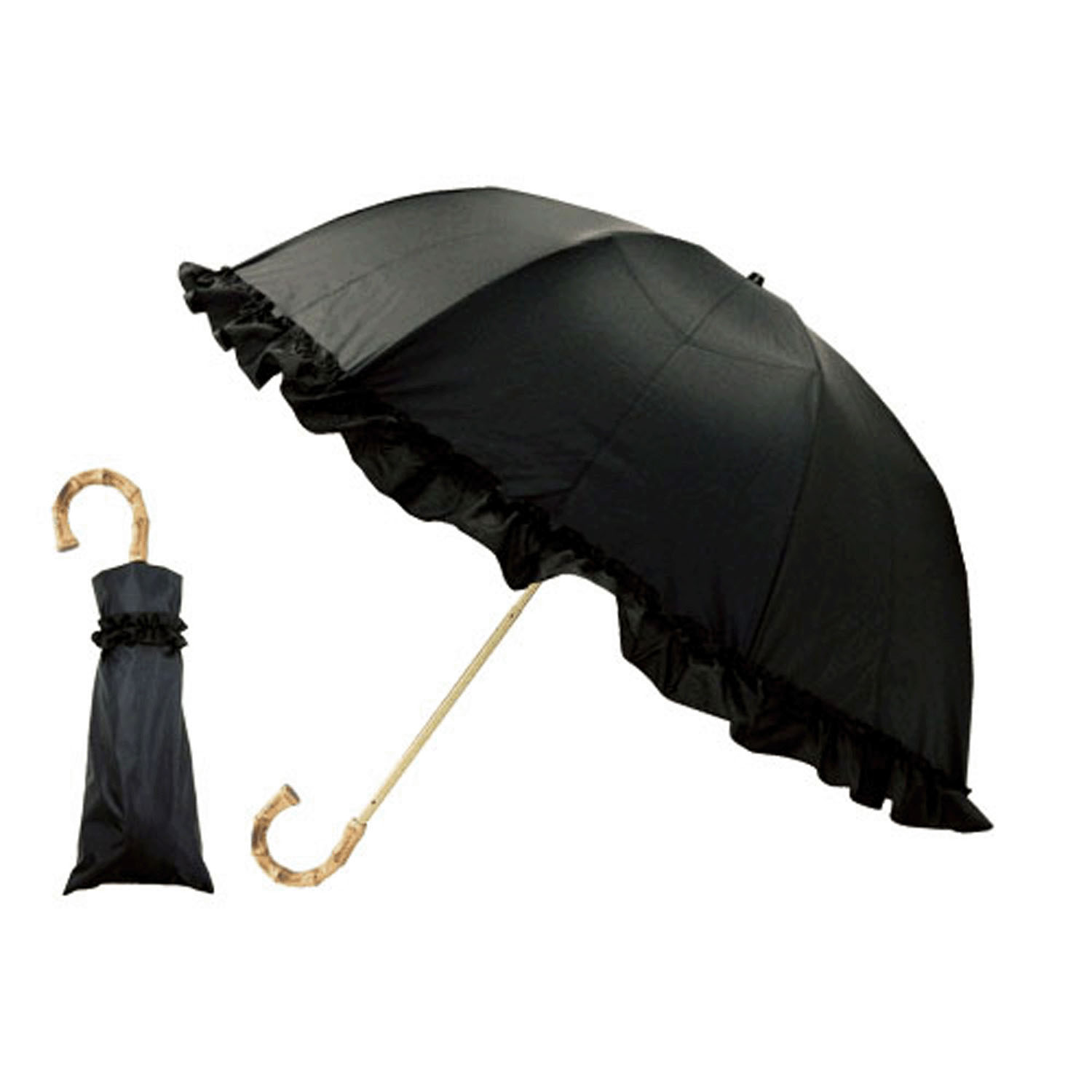 【大人気商品！】 pink trick 完全遮光 フリル 晴雨兼用 2段折傘 - 画像1