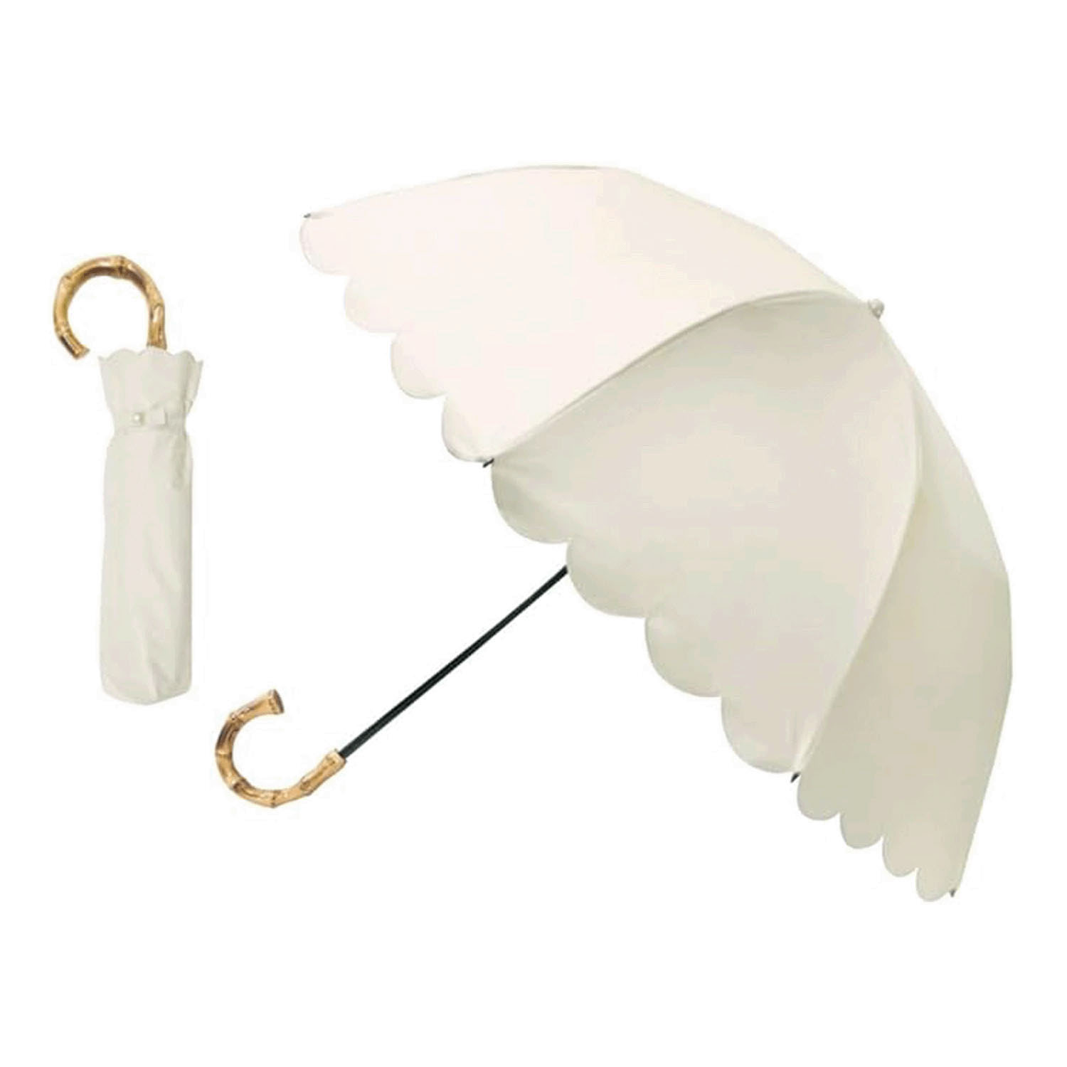 pink trick スカラップ晴雨兼用2段折傘 - 画像3