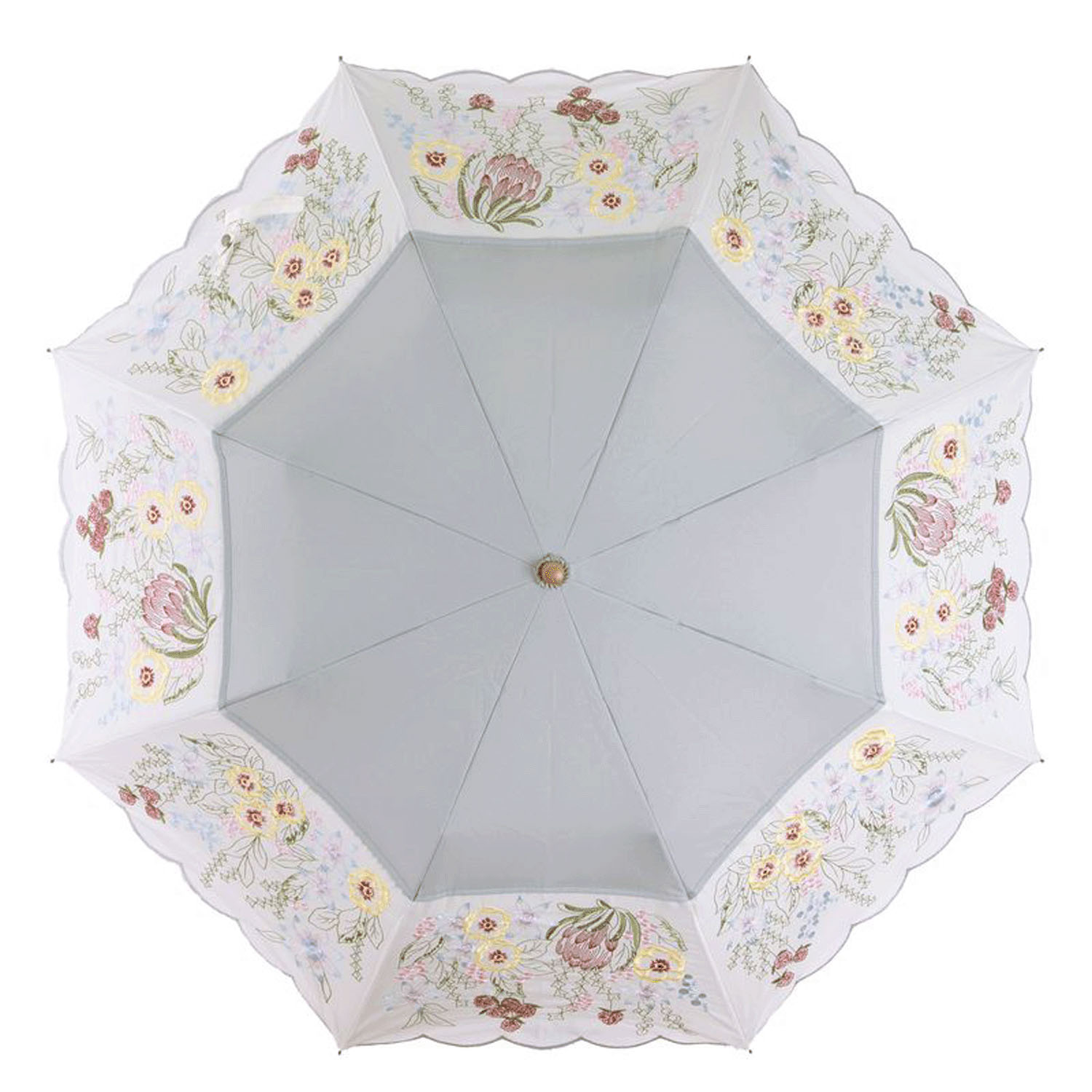 完全遮光 （晴雨兼用）女優日傘 「花束みたいな刺繍かわず張り」ショート折り畳み - 画像2