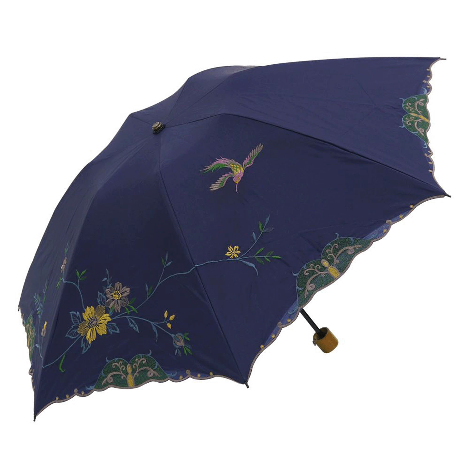 完全遮光 （晴雨兼用）女優日傘 「花鳥刺繍」ミニ折り畳み傘 - 画像17