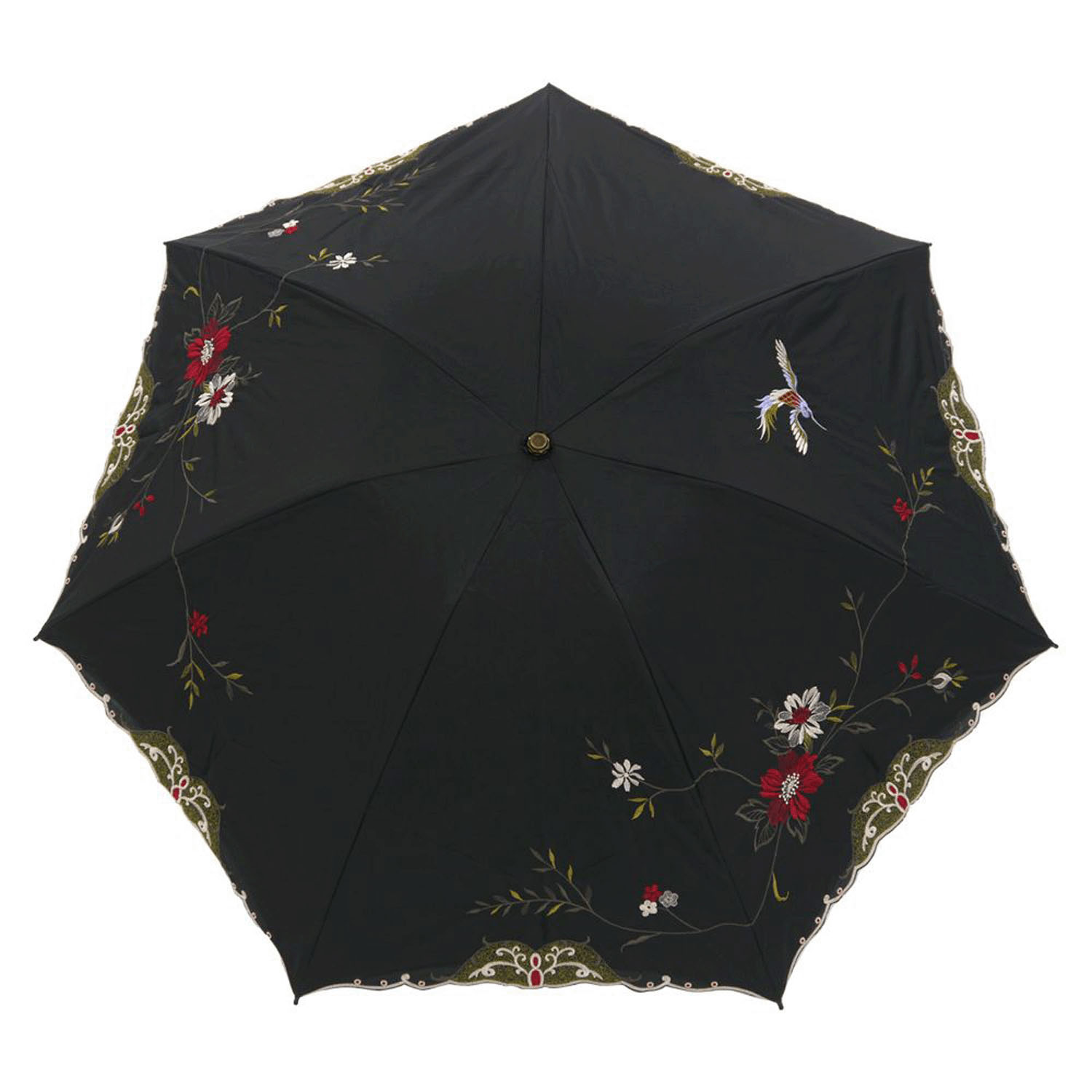 完全遮光 （晴雨兼用）女優日傘 「花鳥刺繍」ミニ折り畳み傘 - 画像8