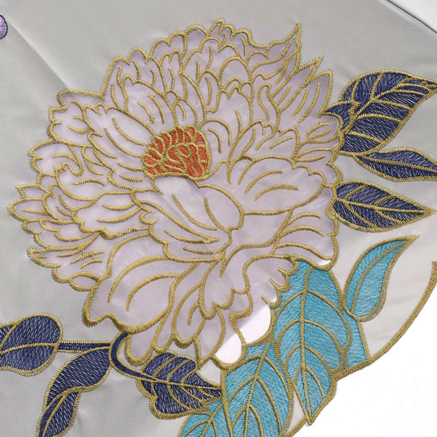 完全遮光 （晴雨兼用）女優日傘 「キーヤン牡丹オーガンジーかわず張り」ショート折り畳み傘 - 画像8