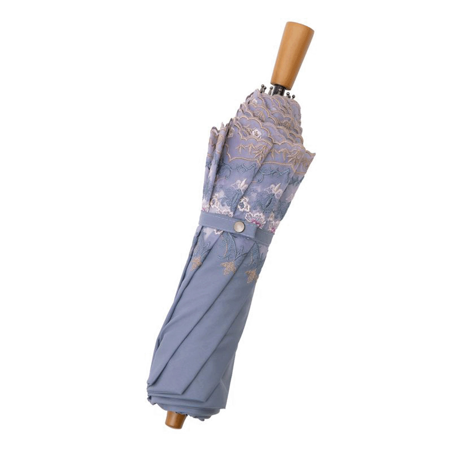 完全遮光 （晴雨兼用）女優日傘 「ダマスクオーガンジー刺繍かわず張り」ショート折り畳み - 画像14