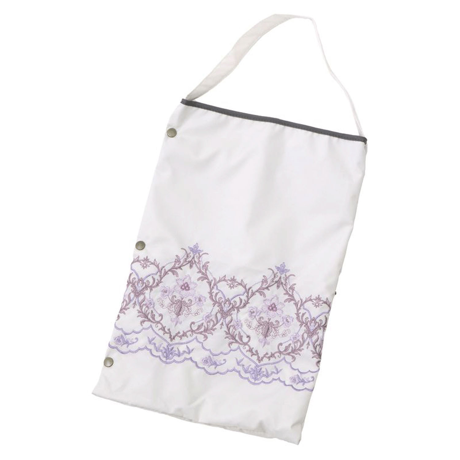 完全遮光 （晴雨兼用）女優日傘 「ダマスクオーガンジー刺繍かわず張り」ショート折り畳み - 画像6