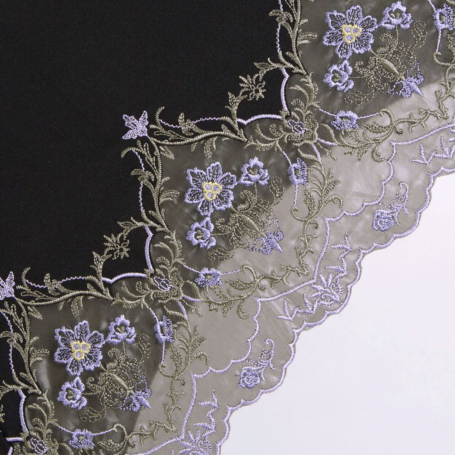 完全遮光 （晴雨兼用）女優日傘 「ダマスクオーガンジー刺繍かわず張り」ショート折り畳み - 画像10