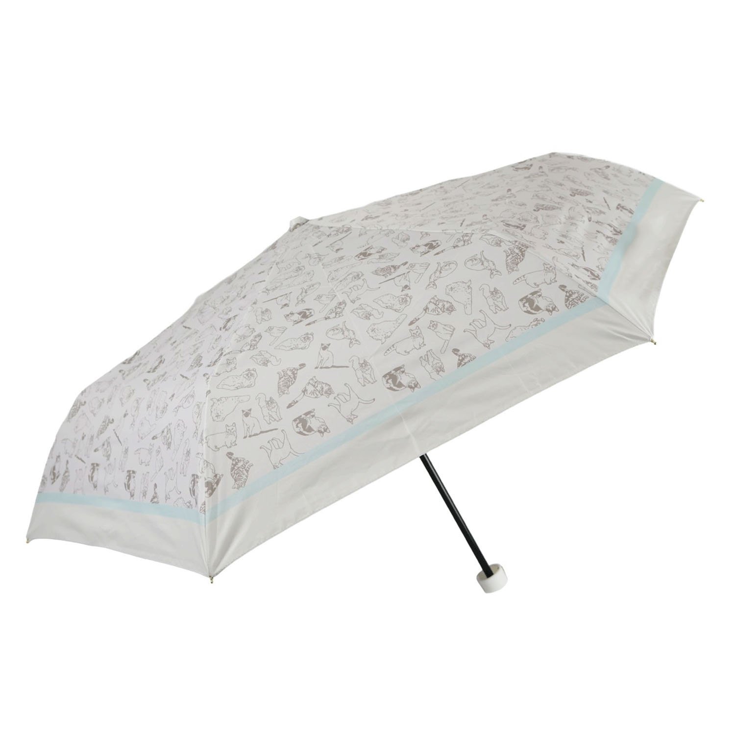 晴雨兼用ラインドローイングキャット折傘 - 画像1