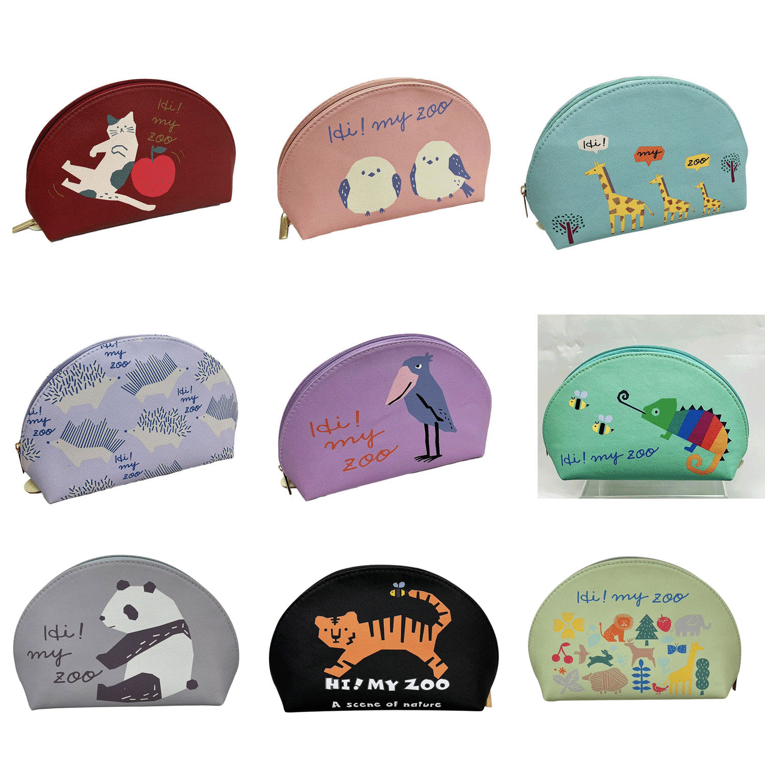 【33－00 次回納期未定】HI！MY ZOO アニマル柄 4連ポーチ