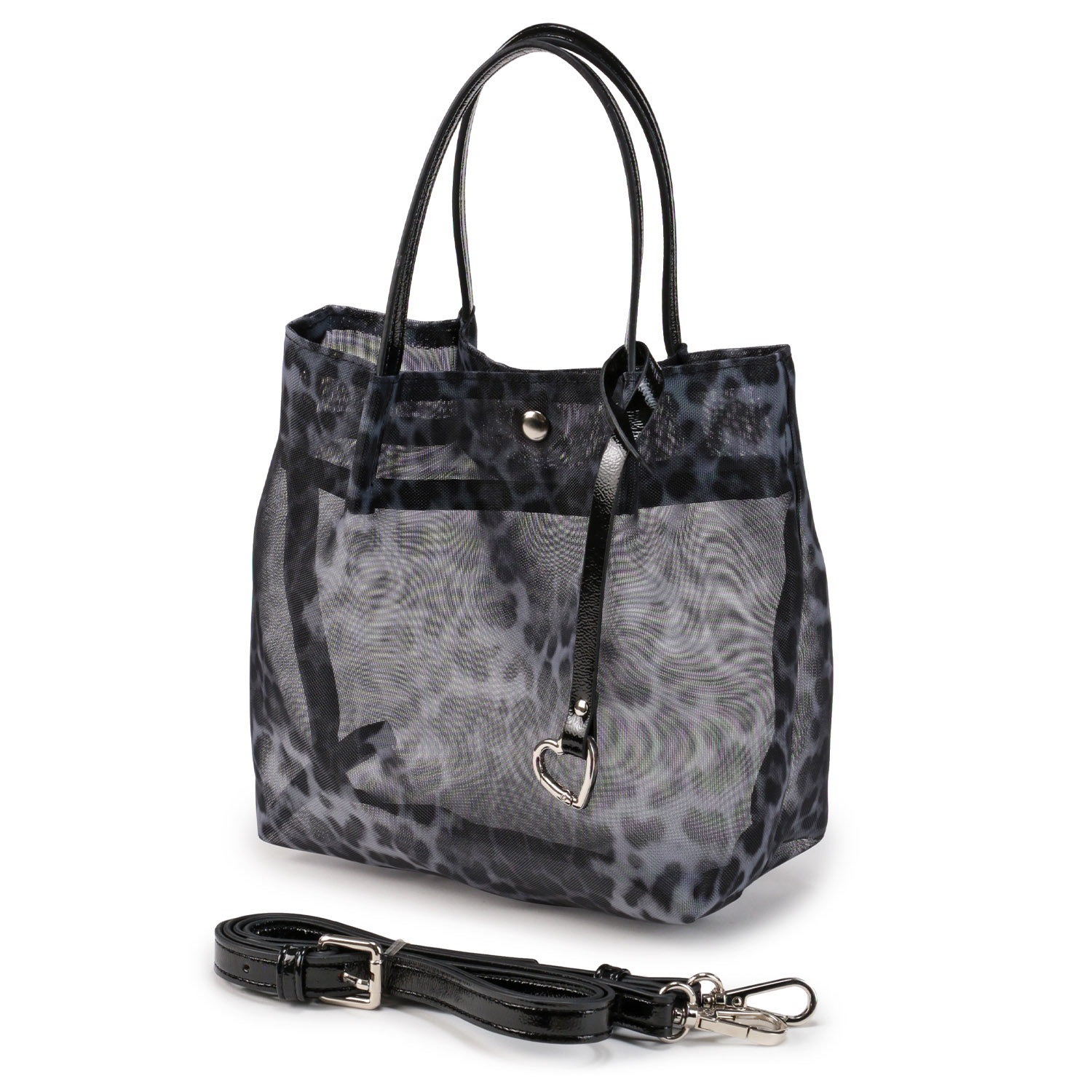 COOCO ヒョウ柄メッシュつまみハンドル2WAYミニバッグ - 画像1