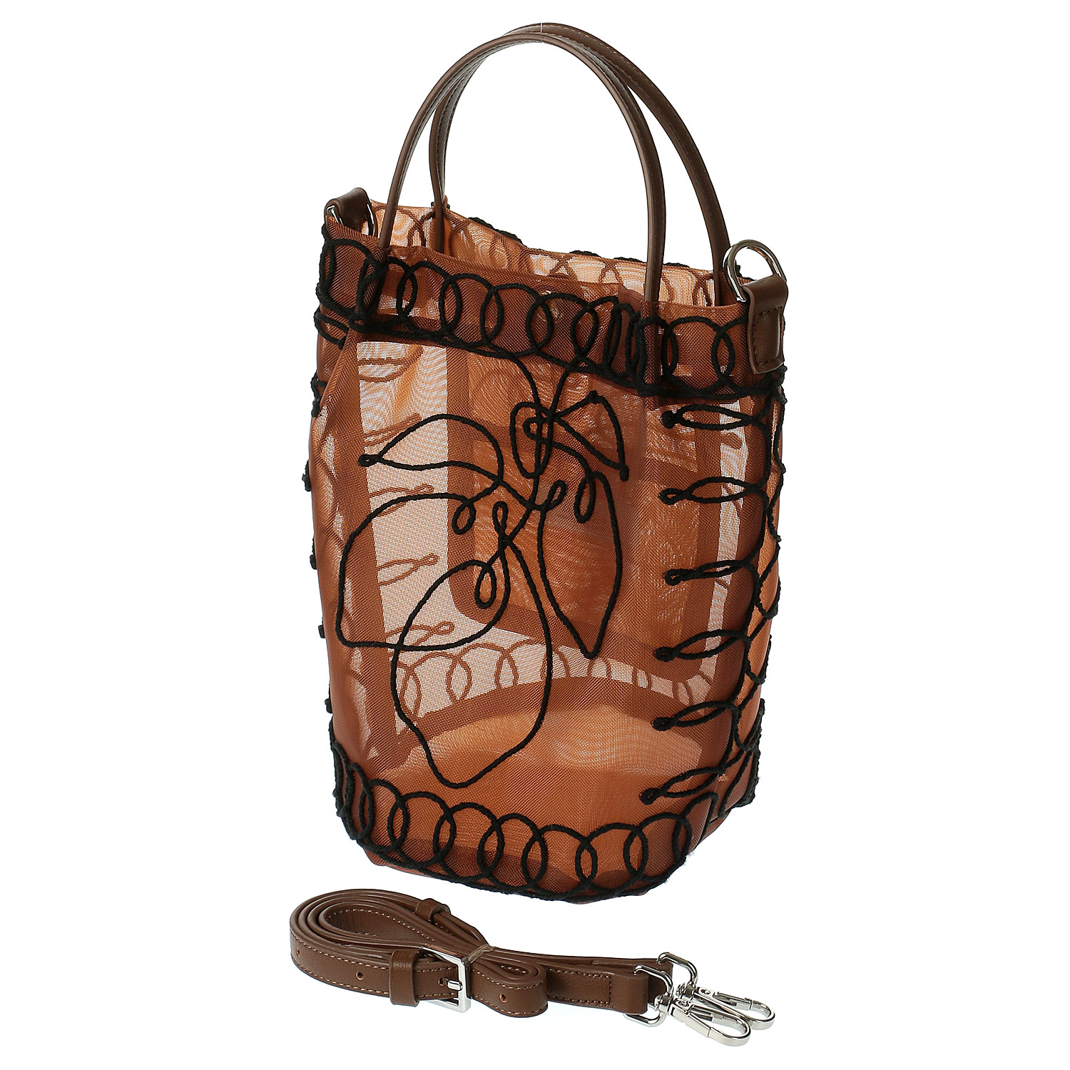 【15－00、24－00 在庫ある分で終了】cachecache コード刺繍メッシュバッグ